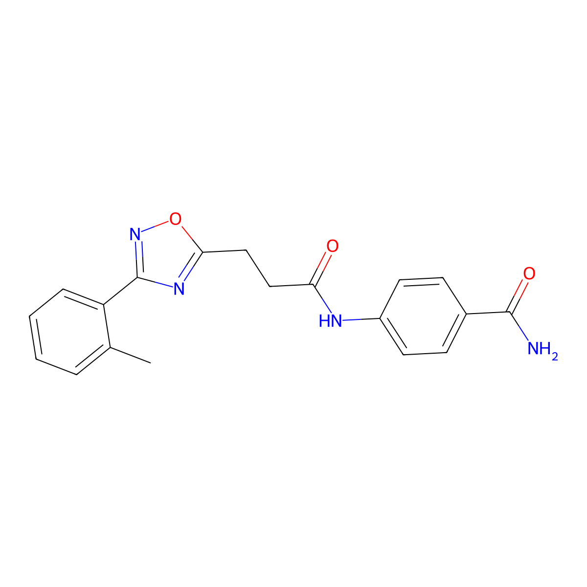 4-[3-[3-(2-Methylphenyl)-1,2,4-oxadiazol-5-yl]propanoylamino]benzamide molecular structure, CAS 836665-36-2