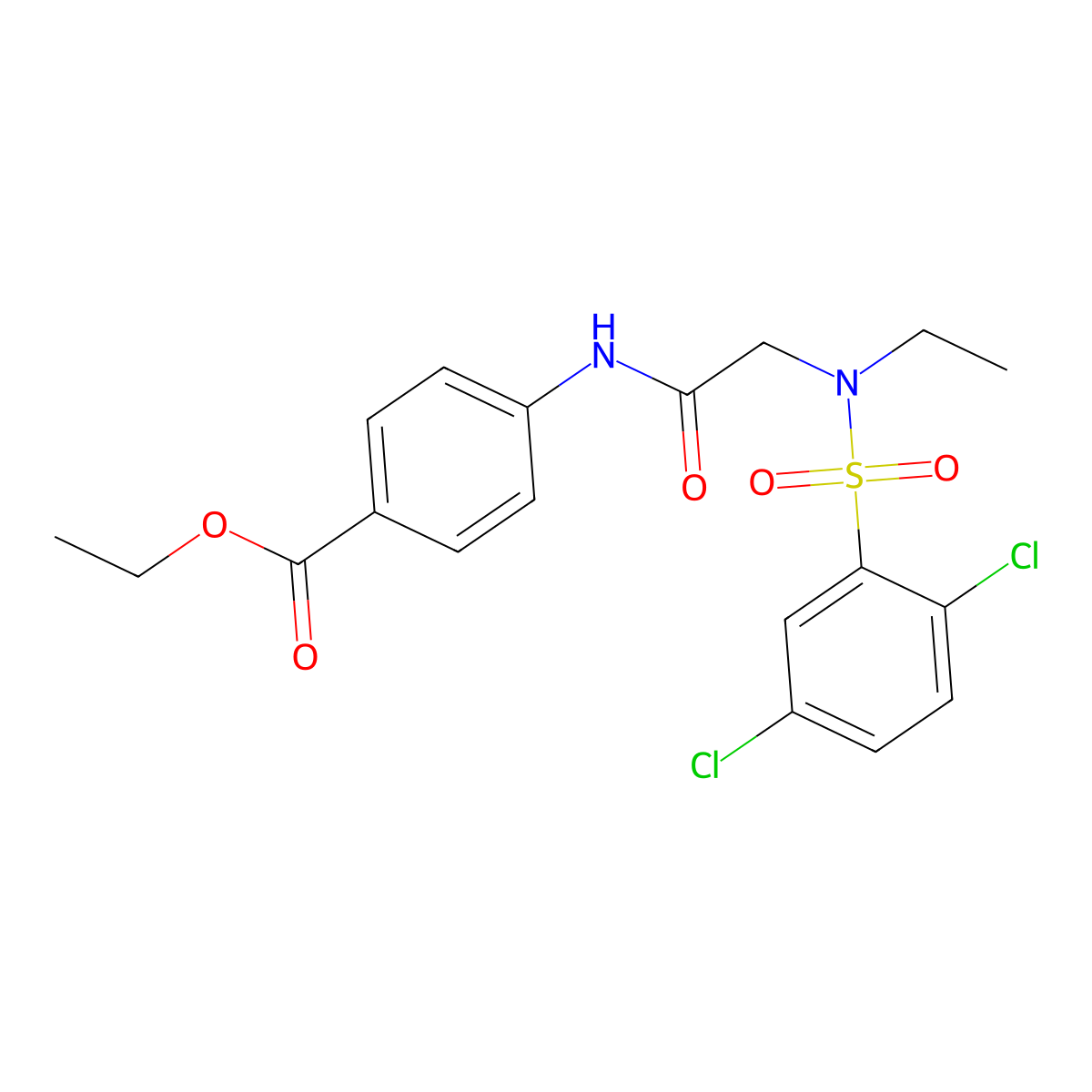 ethyl 4-({N-[(2,5-dichlorophenyl)sulfonyl]-N-ethylglycyl}amino)benzoate molecular structure, CAS 836665-43-1