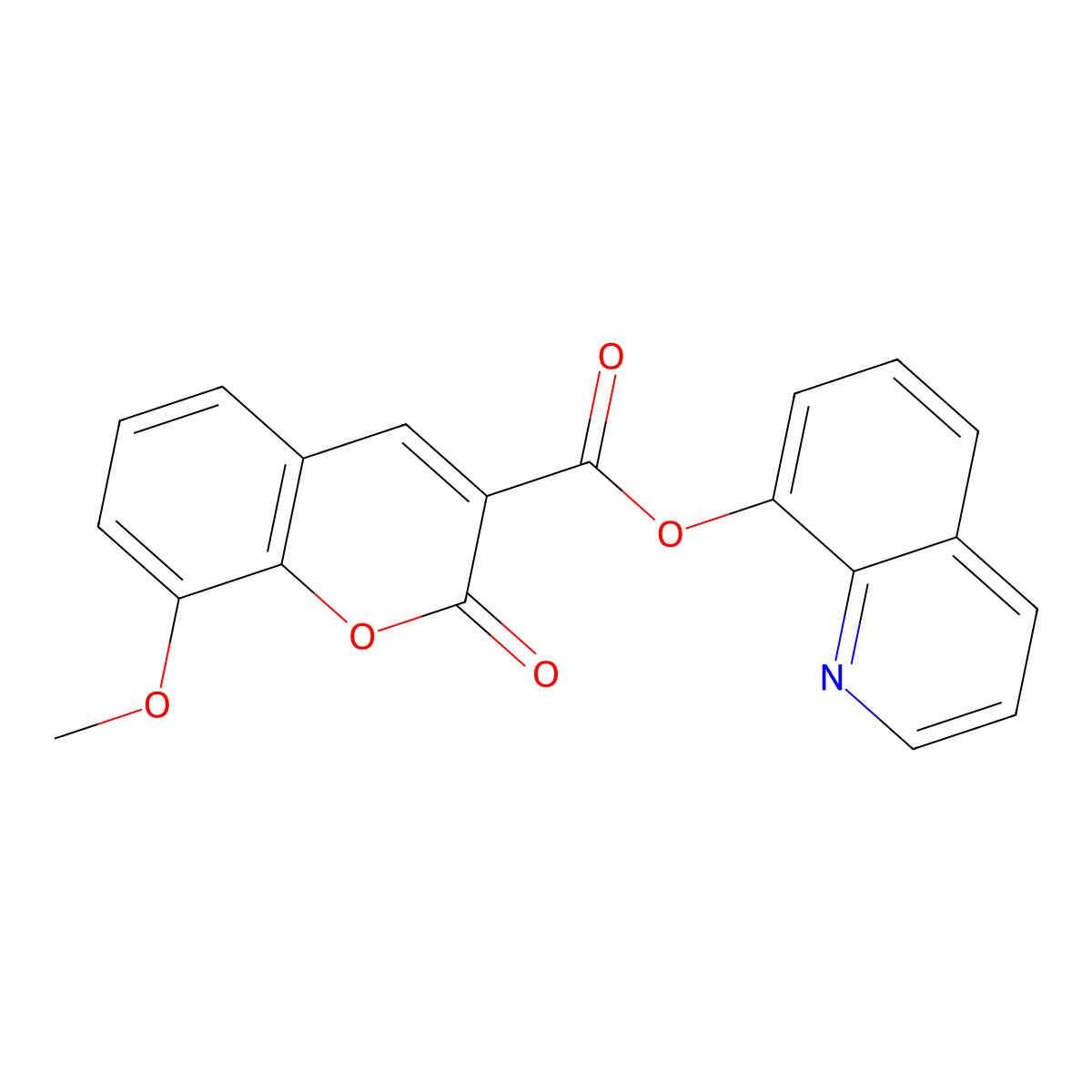 quinolin-8-yl 8-methoxy-2-oxo-2H-chromene-3-carboxylate molecular structure, CAS 836665-56-6