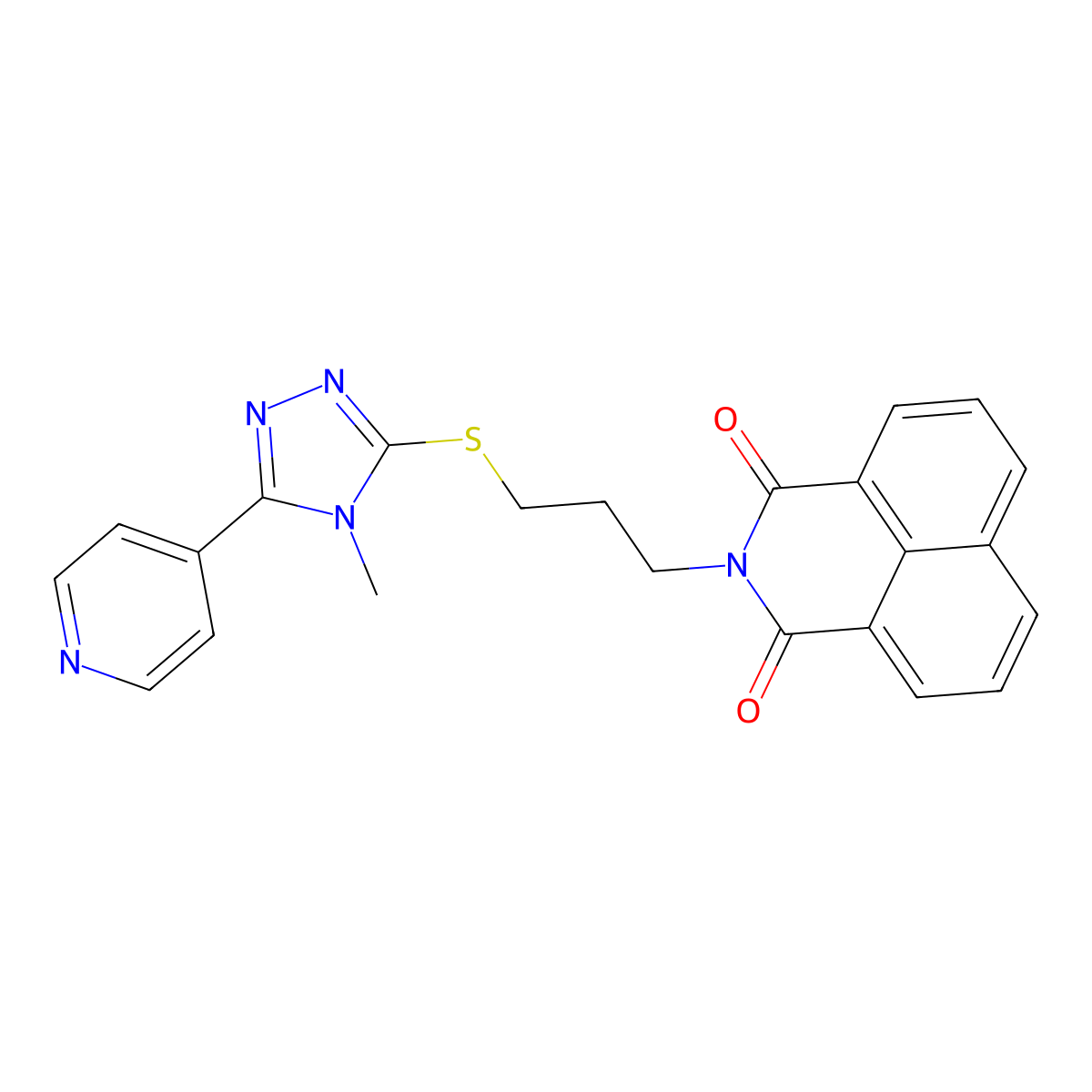 2-(3-((4-methyl-5-(pyridin-4-yl)-4H-1,2,4-triazol-3-yl)thio)propyl)-1H-benzo[de]isoquinoline-1,3(2H)-dione molecular structure, CAS 836665-63-5