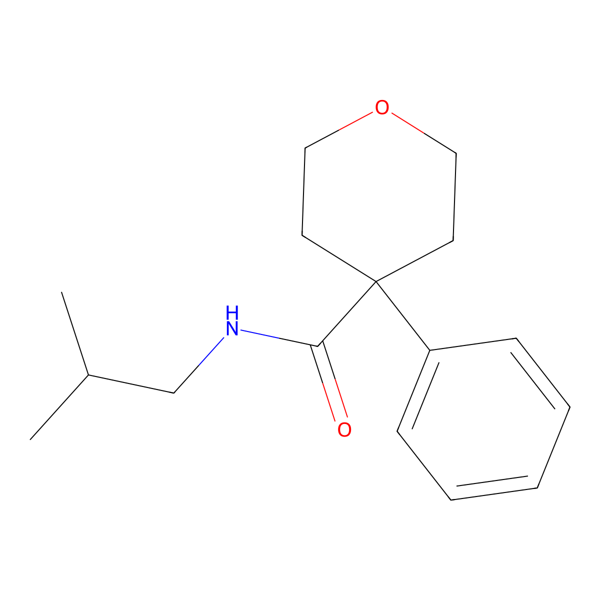 N-(2-methylpropyl)-4-phenyloxane-4-carboxamide molecular structure, CAS 836665-71-5