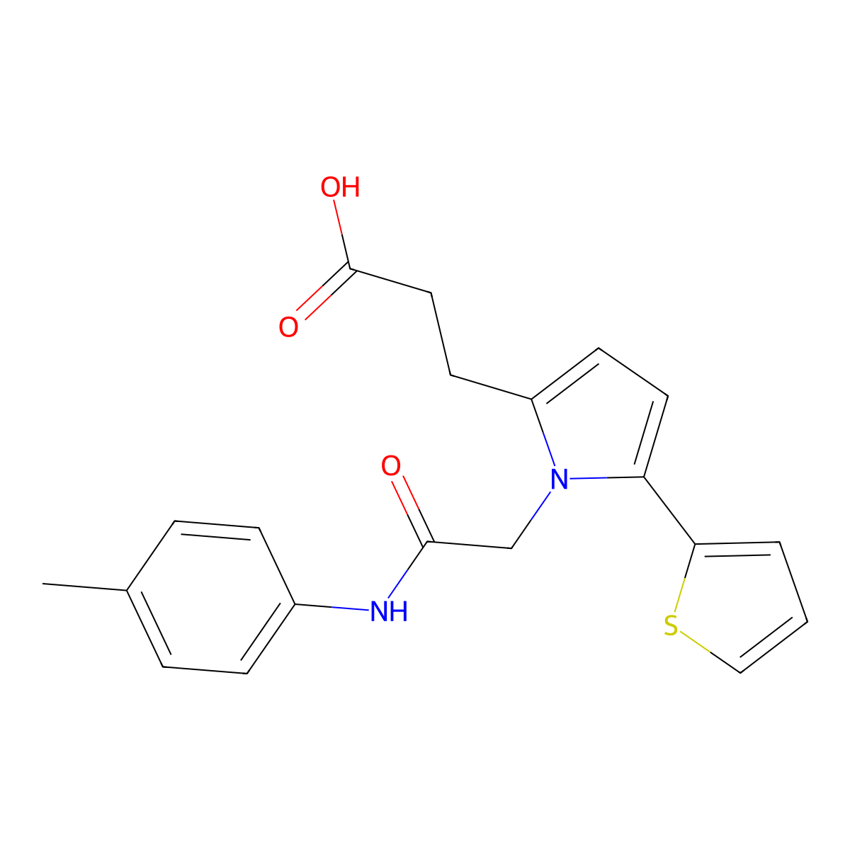 3-[1-{2-[(4-methylphenyl)amino]-2-oxoethyl}-5-(thiophen-2-yl)-1H-pyrrol-2-yl]propanoic acid molecular structure, CAS 836665-87-3