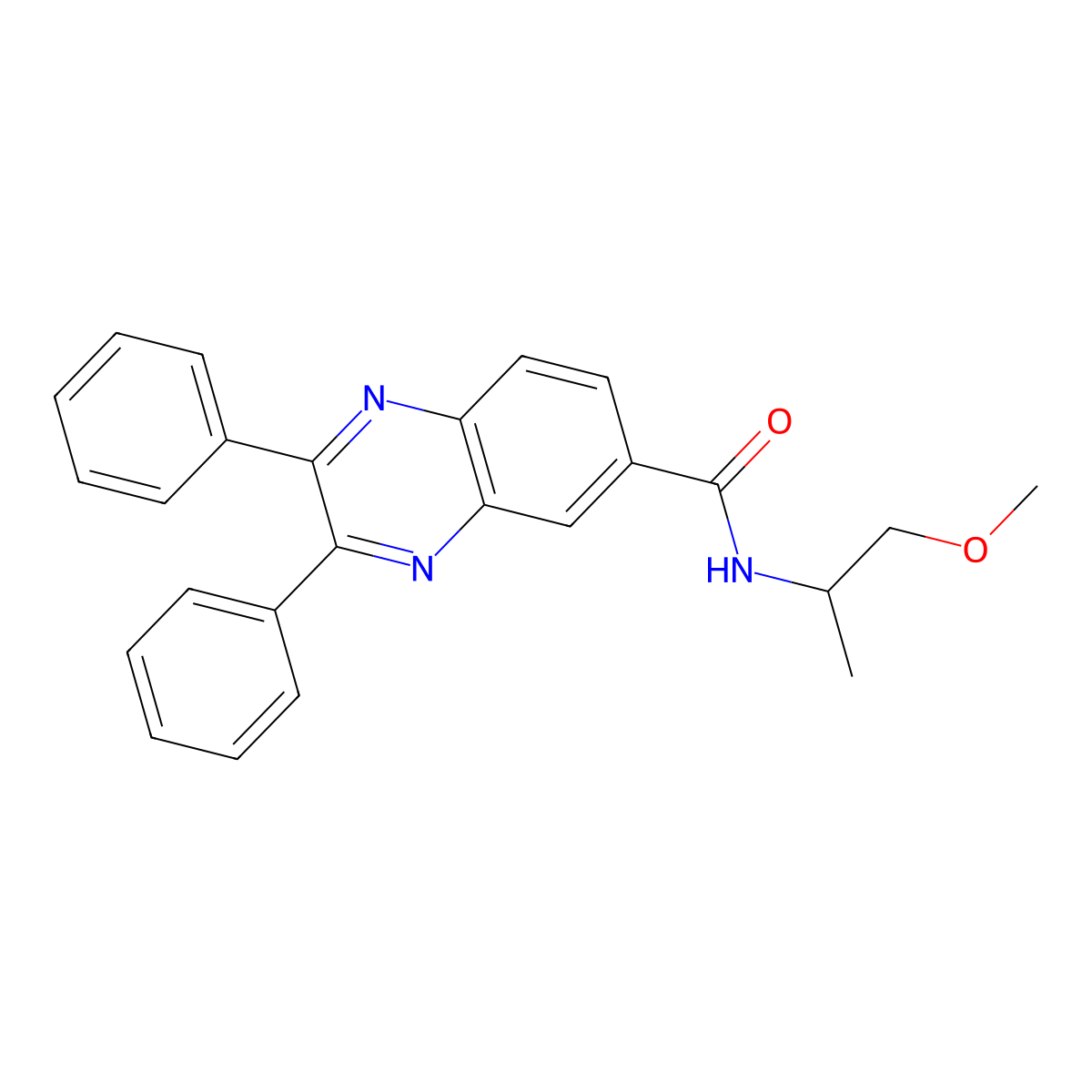 N-(1-methoxypropan-2-yl)-2,3-diphenylquinoxaline-6-carboxamide molecular structure, CAS 836665-91-9