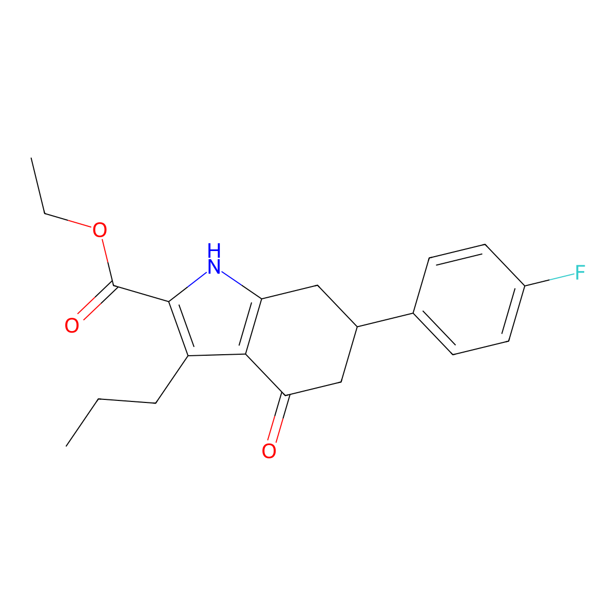 ethyl 6-(4-fluorophenyl)-4-oxo-3-propyl-4,5,6,7-tetrahydro-1H-indole-2-carboxylate molecular structure, CAS 836665-95-3