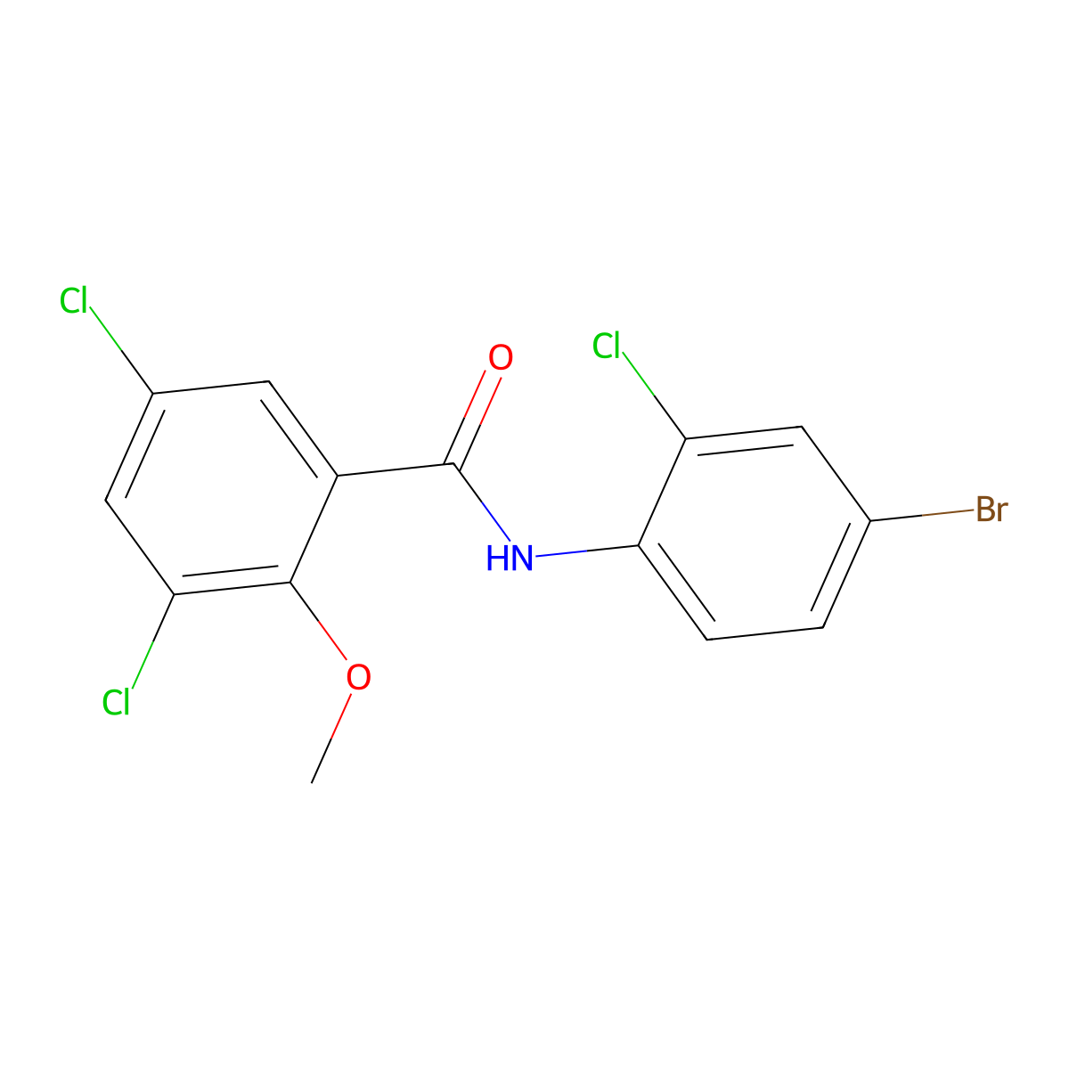 N-(4-bromo-2-chlorophenyl)-3,5-dichloro-2-methoxybenzamide molecular structure, CAS 836665-97-5