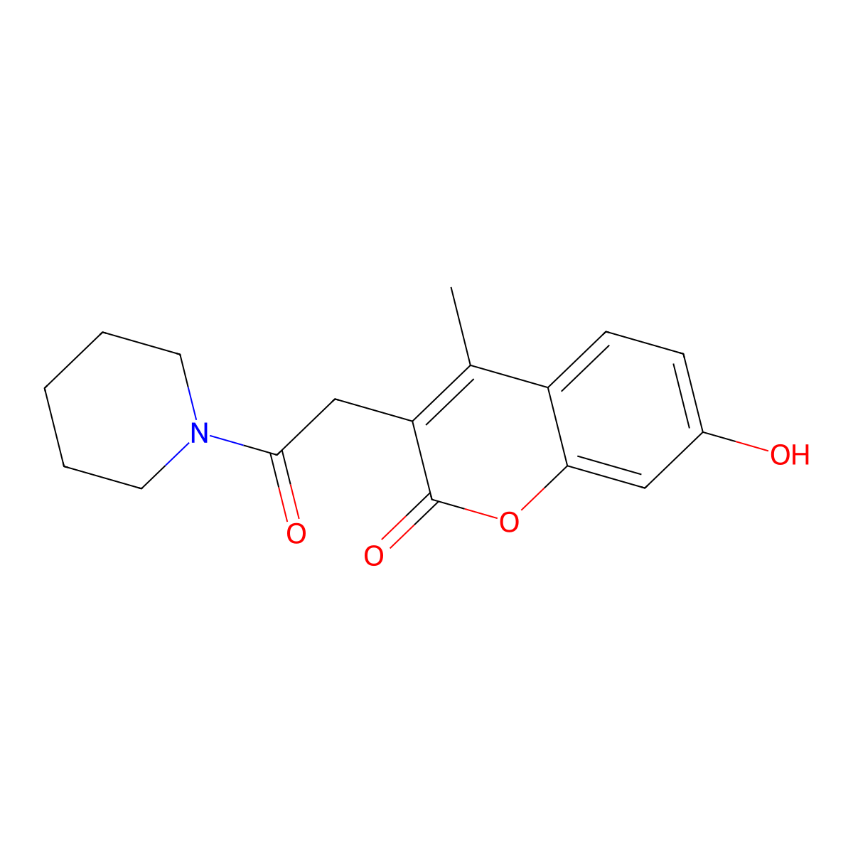 7-Hydroxy-4-methyl-3-(2-oxo-2-piperidin-1-ylethyl)chromen-2-one molecular structure, CAS 836665-99-7