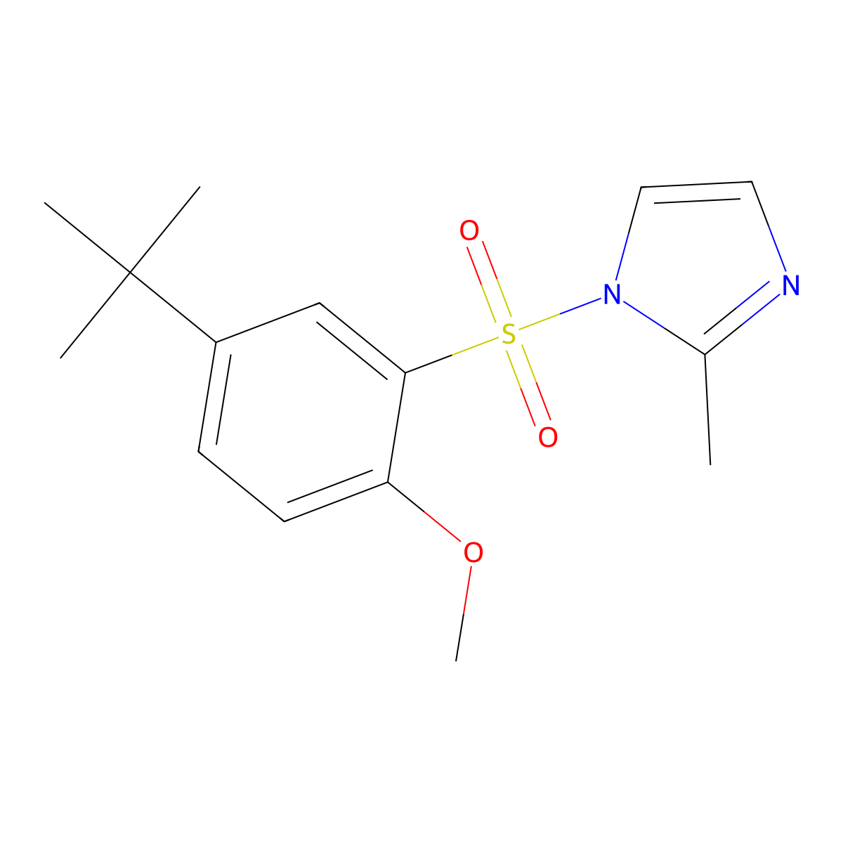 1-[(5-tert-butyl-2-methoxyphenyl)sulfonyl]-2-methyl-1H-imidazole molecular structure, CAS 836666-00-3