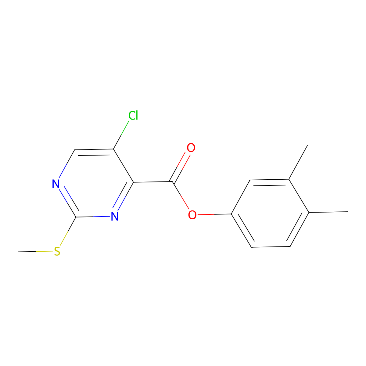 3,4-Dimethylphenyl 5-chloro-2-(methylsulfanyl)pyrimidine-4-carboxylate molecular structure, CAS 836666-19-4