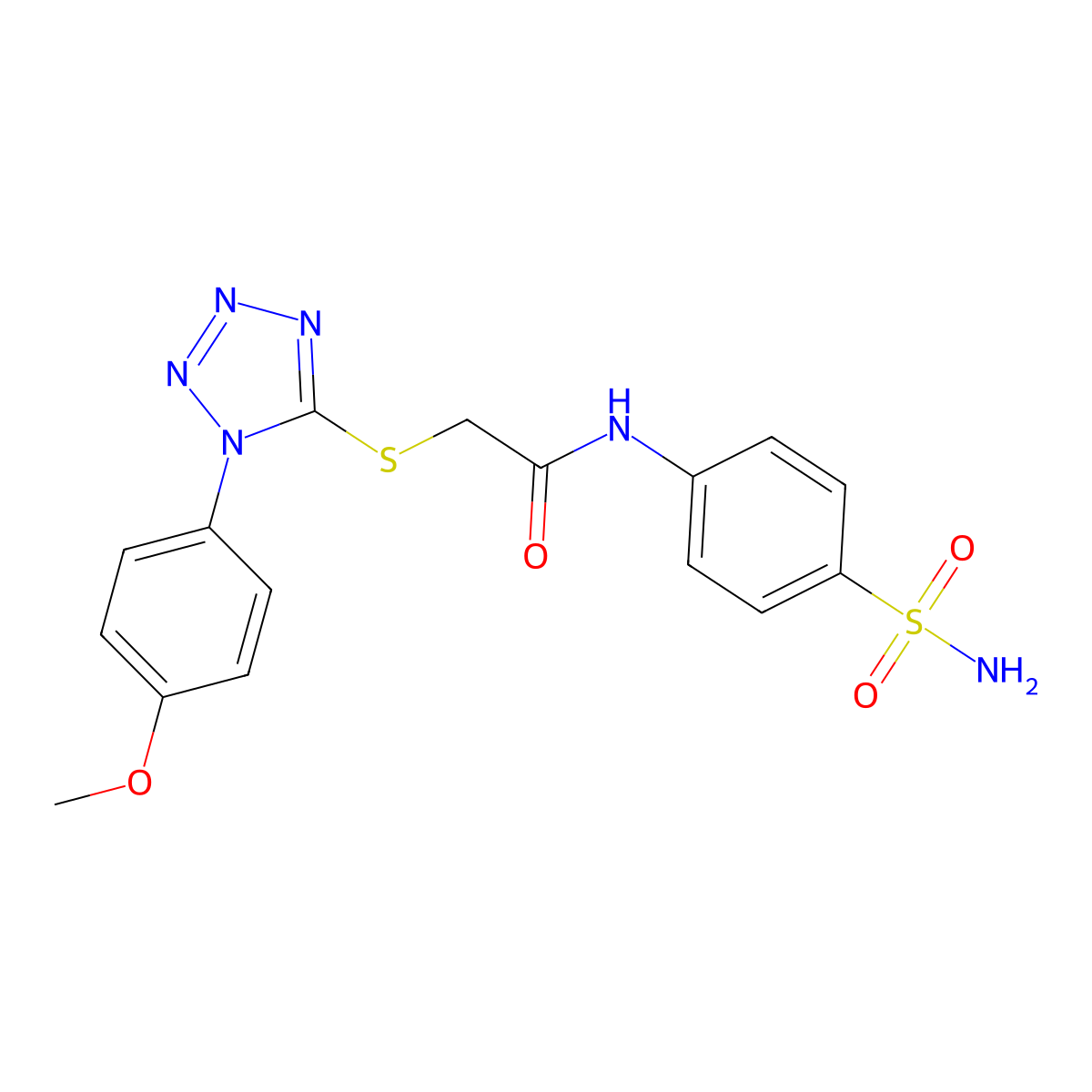 2-((1-(4-methoxyphenyl)-1H-tetrazol-5-yl)thio)-N-(4-sulfamoylphenyl)acetamide molecular structure, CAS 836666-38-7