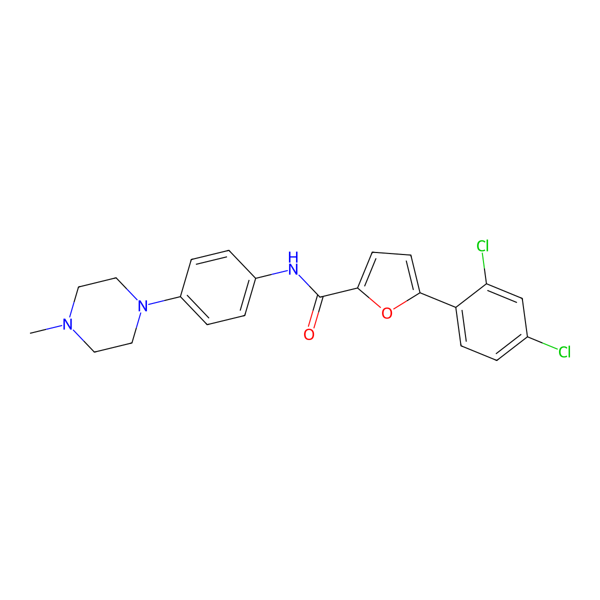 5-(2,4-dichlorophenyl)-N-[4-(4-methylpiperazin-1-yl)phenyl]furan-2-carboxamide molecular structure, CAS 836666-49-0