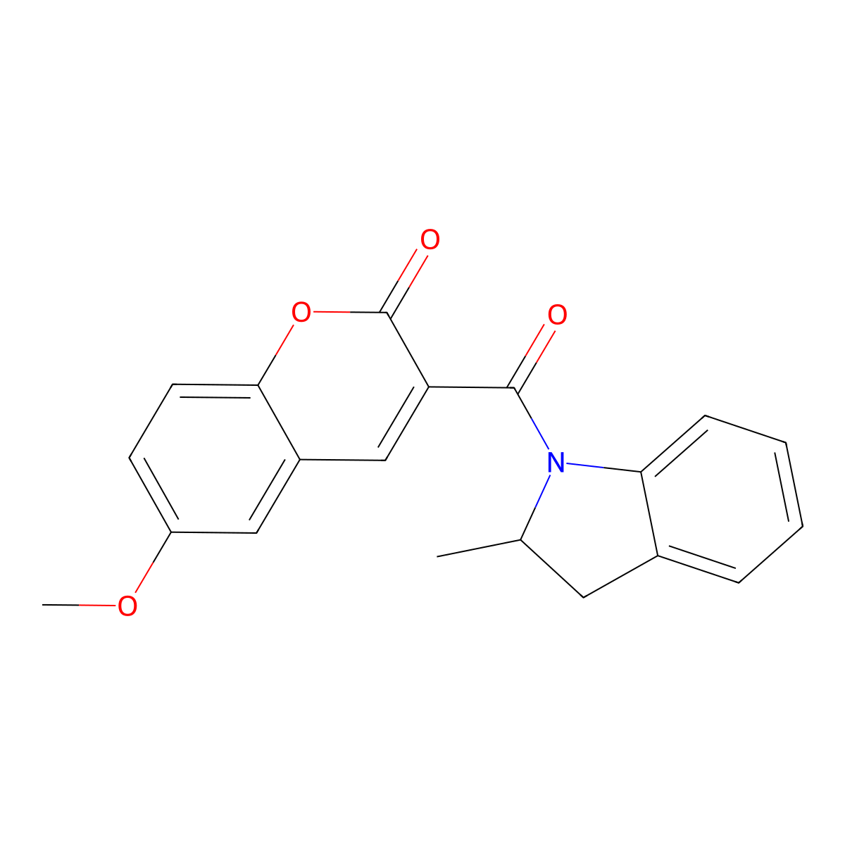 6-methoxy-3-[(2-methyl-2,3-dihydro-1H-indol-1-yl)carbonyl]-2H-chromen-2-one molecular structure, CAS 836666-55-8