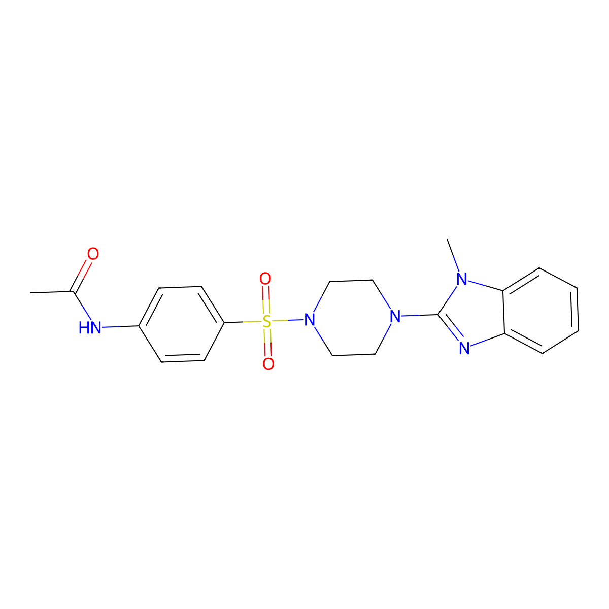 N-(4-((4-(1-methyl-1H-benzo[d]imidazol-2-yl)piperazin-1-yl)sulfonyl)phenyl)acetamide molecular structure, CAS 836669-88-6