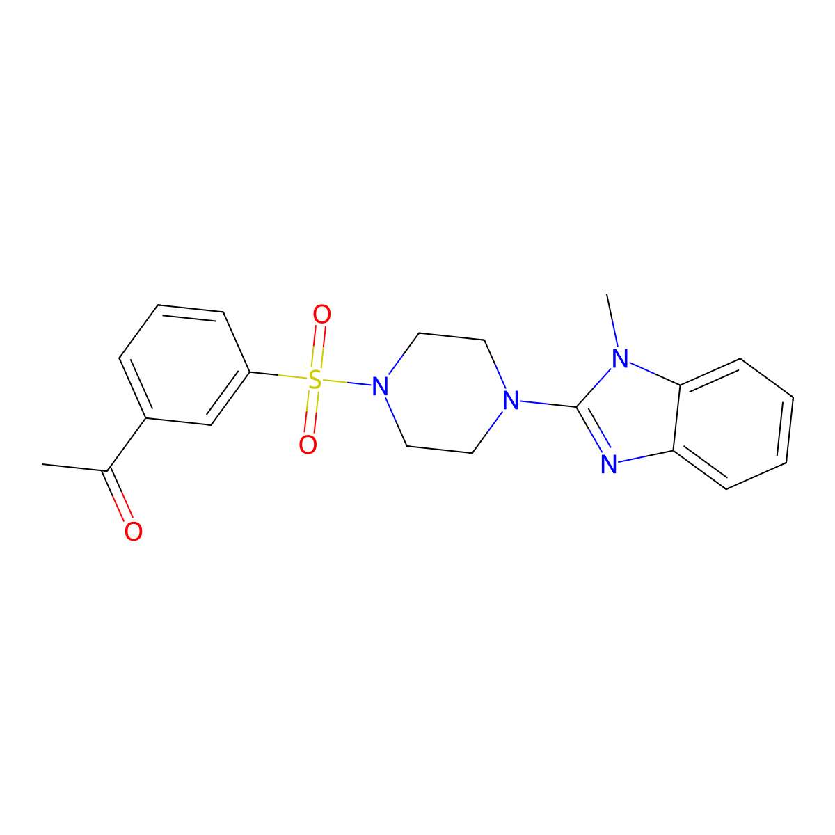 1-[3-[4-(1-Methylbenzimidazol-2-yl)piperazin-1-yl]sulfonylphenyl]ethanone molecular structure, CAS 836669-89-7