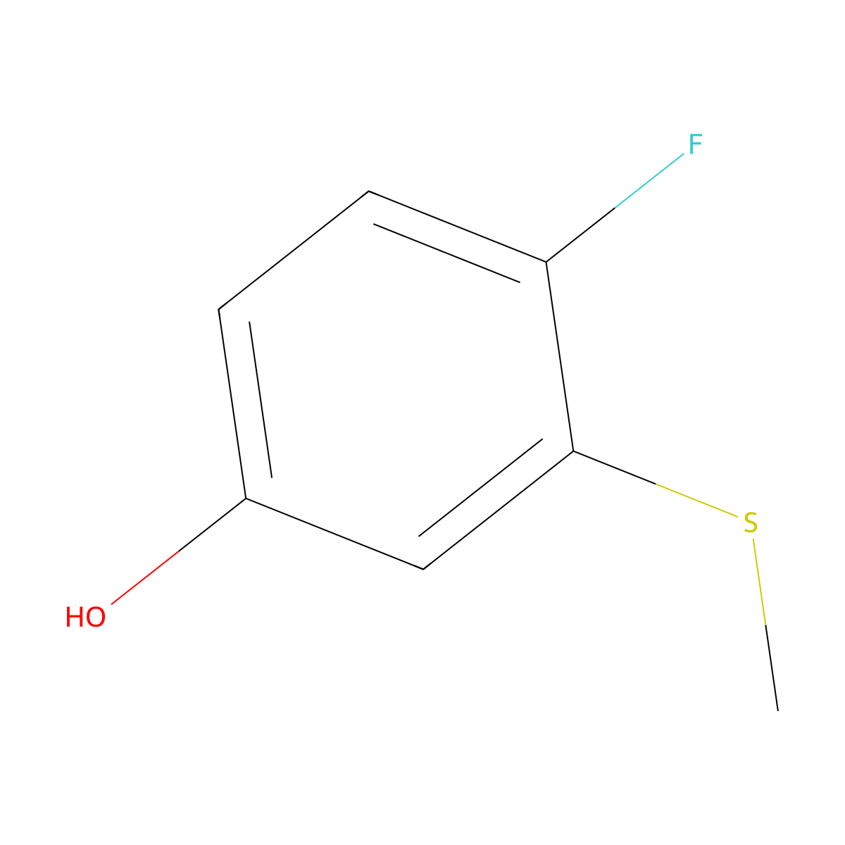 4-Fluoro-3-(methylthio)phenol molecular structure, CAS 836678-97-8