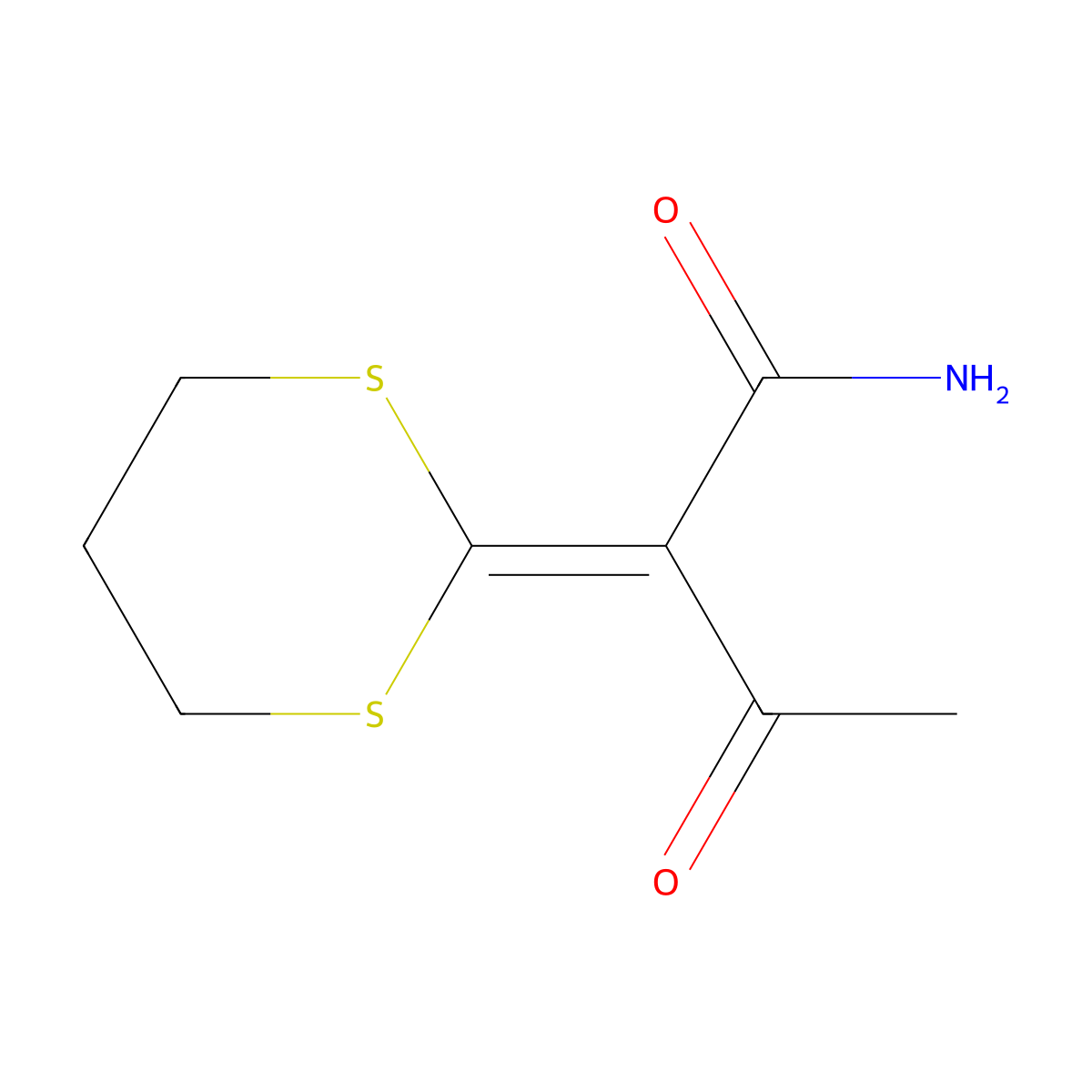 2-(1,3-Dithian-2-ylidene)-3-oxobutanamide molecular structure, CAS 836684-87-8