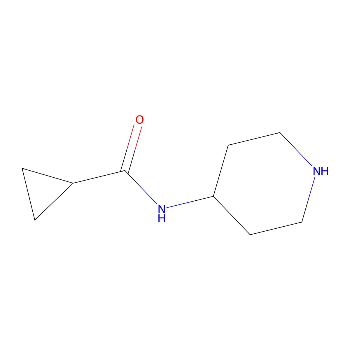 N-piperidin-4-ylcyclopropanecarboxamide molecular structure, CAS 836685-68-8