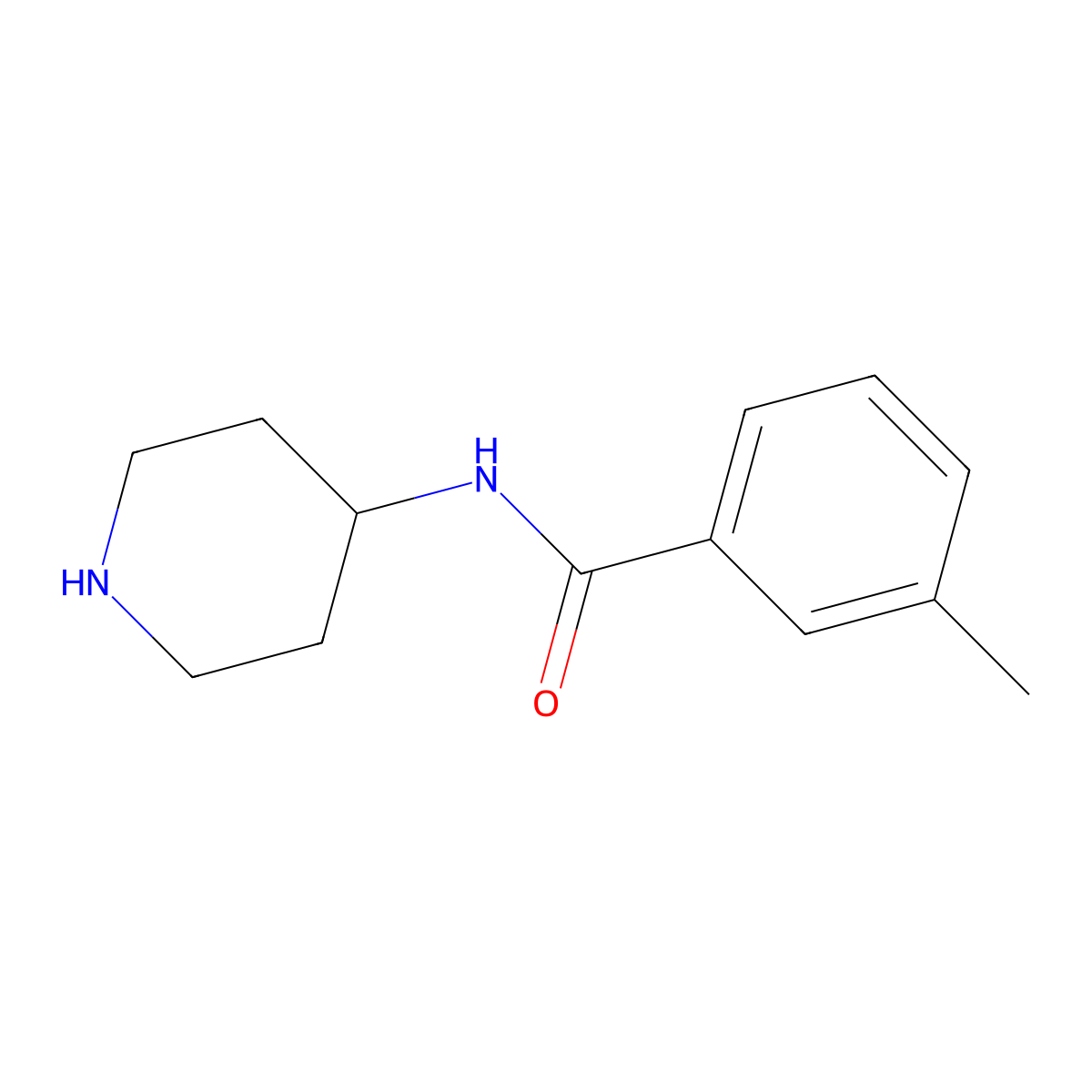 3-methyl-N-(piperidin-4-yl)benzamide molecular structure, CAS 836685-70-2