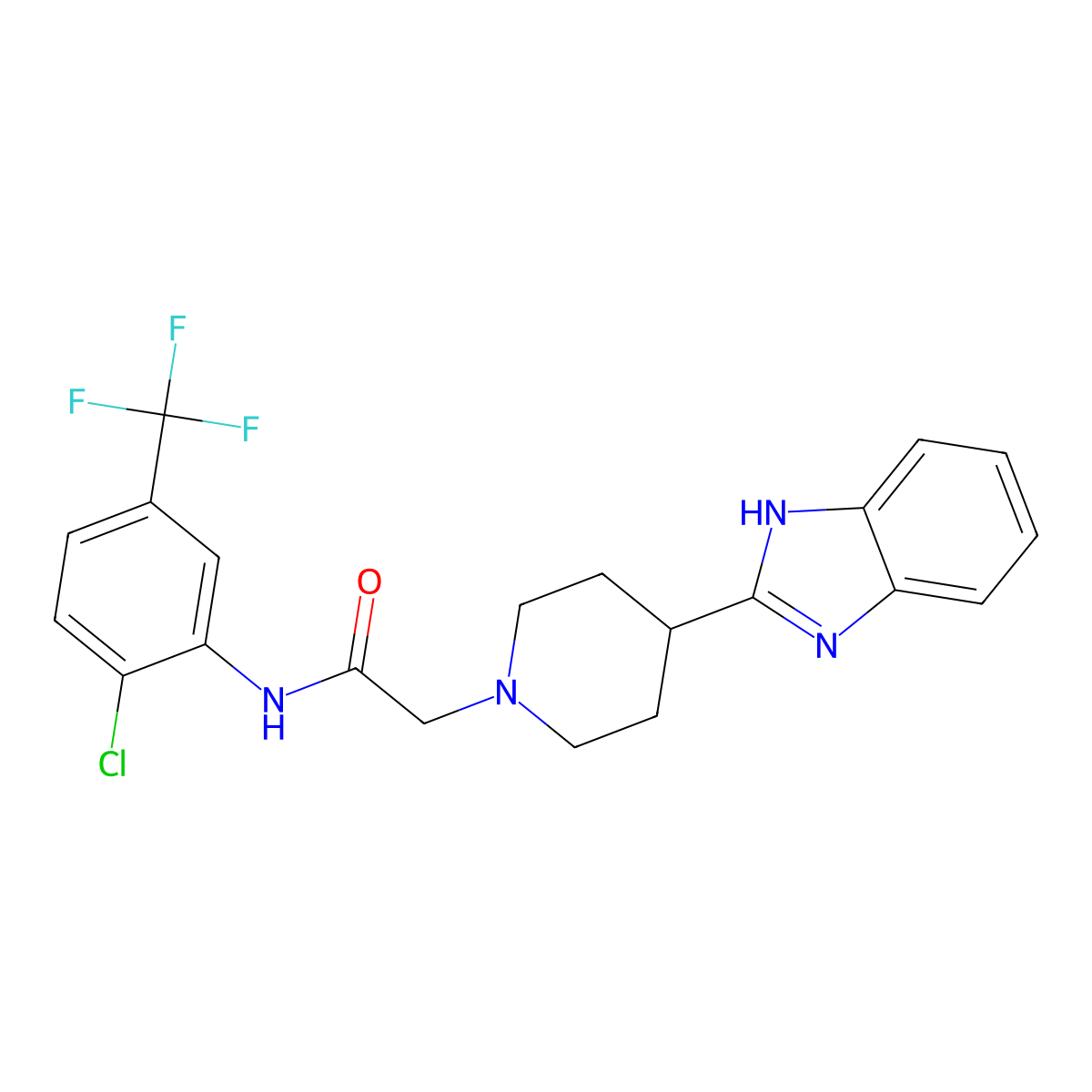 2-[4-(1H-benzimidazol-2-yl)piperidin-1-yl]-N-[2-chloro-5-(trifluoromethyl)phenyl]acetamide molecular structure, CAS 836691-39-5