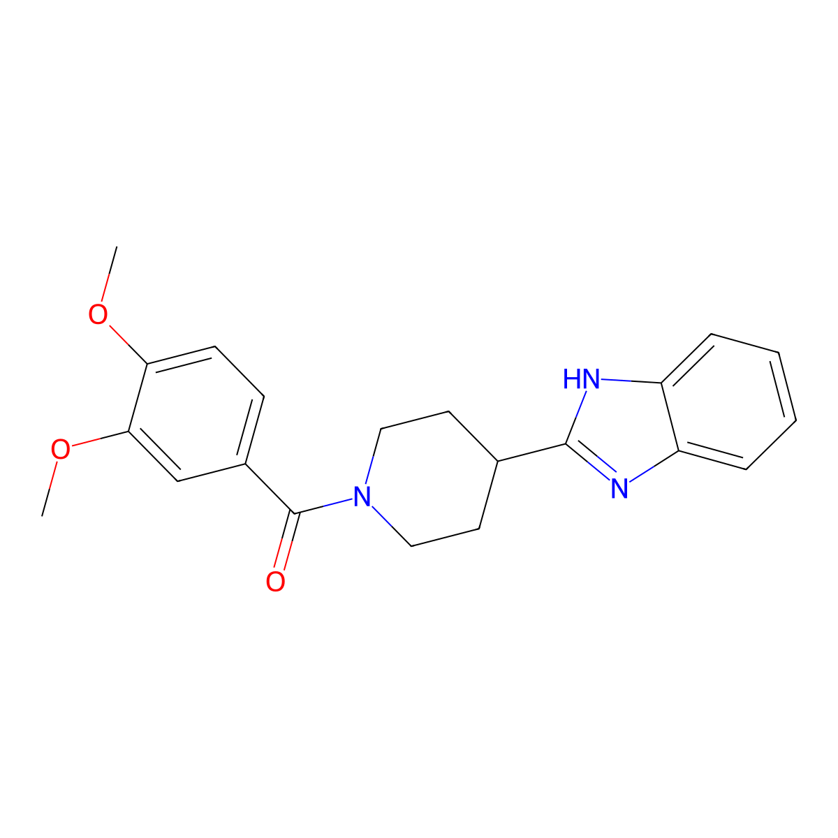 (4-(1H-benzo[d]imidazol-2-yl)piperidin-1-yl)(3,4-dimethoxyphenyl)methanone molecular structure, CAS 836691-67-9