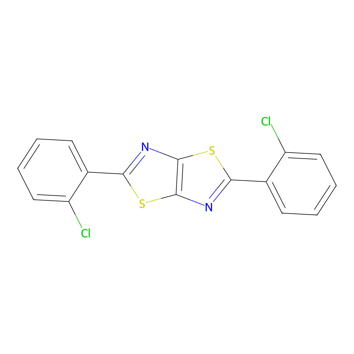 2,5-Bis(2-chlorophenyl)thiazolo[5,4-d]thiazole molecular structure, CAS 83671-33-4