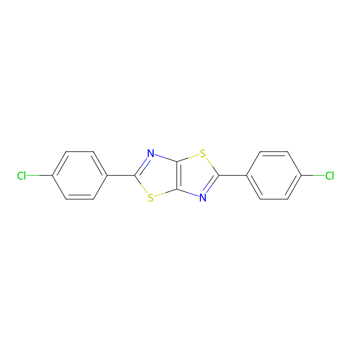 2,5-Bis(4-chlorophenyl)-[1,3]thiazolo[5,4-d][1,3]thiazole molecular structure, CAS 83671-34-5