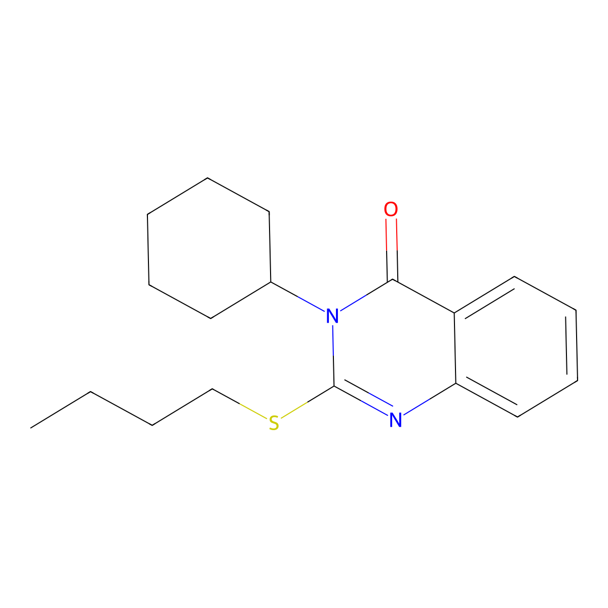 2-Butylsulfanyl-3-cyclohexylquinazolin-4-one molecular structure, CAS 83671-59-4