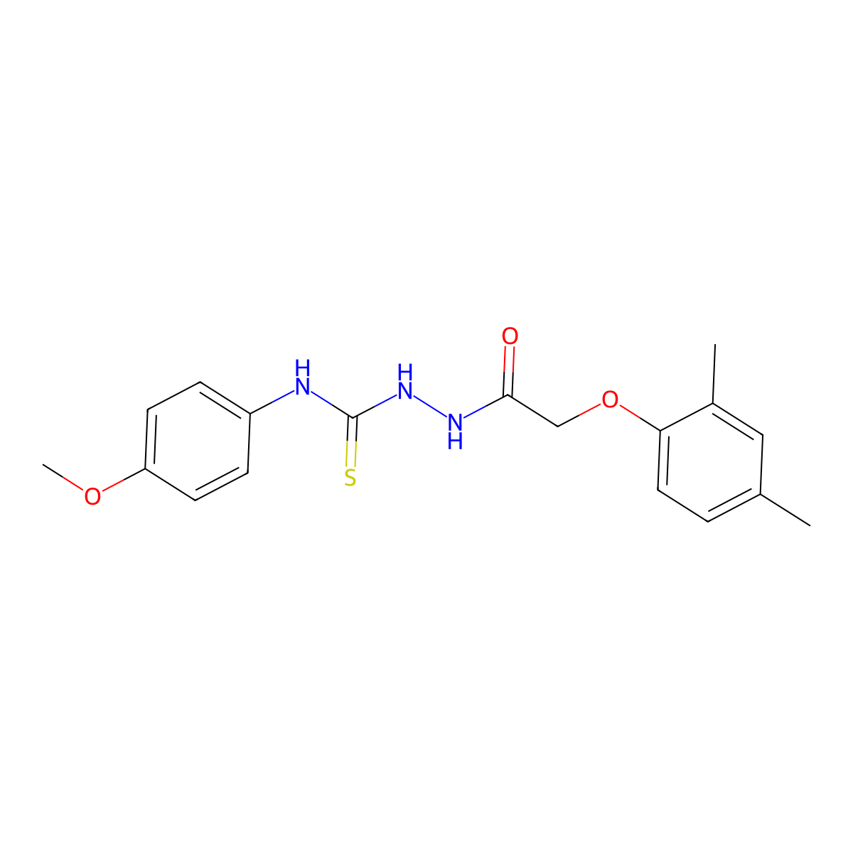 2-(2,4-dimethylphenoxy)-N-{[(4-methoxyphenyl)carbamothioyl]amino}acetamide molecular structure, CAS 83673-34-1