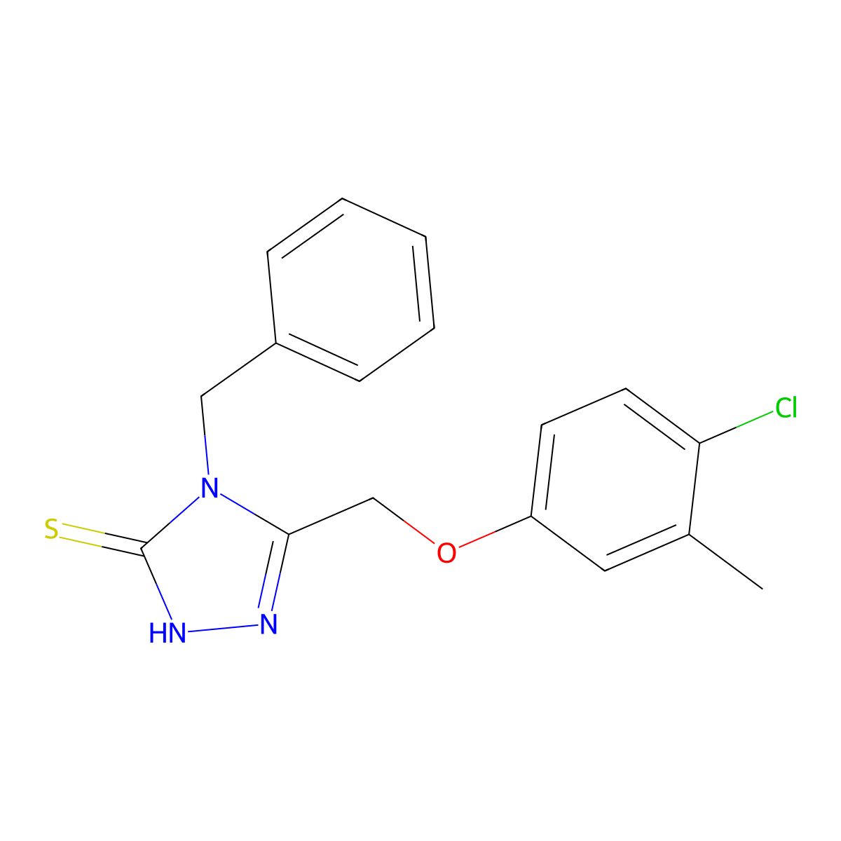4-Benzyl-5-((4-chloro-3-methylphenoxy)methyl)-4H-1,2,4-triazole-3-thiol molecular structure, CAS 83673-55-6