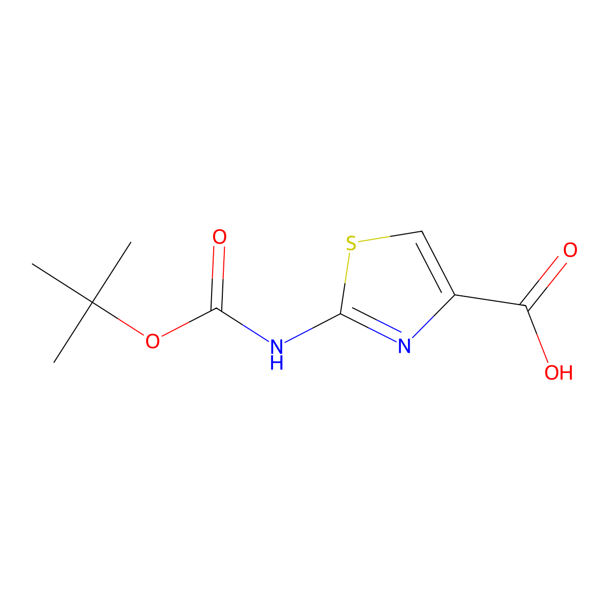 2-Amino-1,3-thiazole-4-carboxylic acid, N-BOC protected molecular structure, CAS 83673-98-7