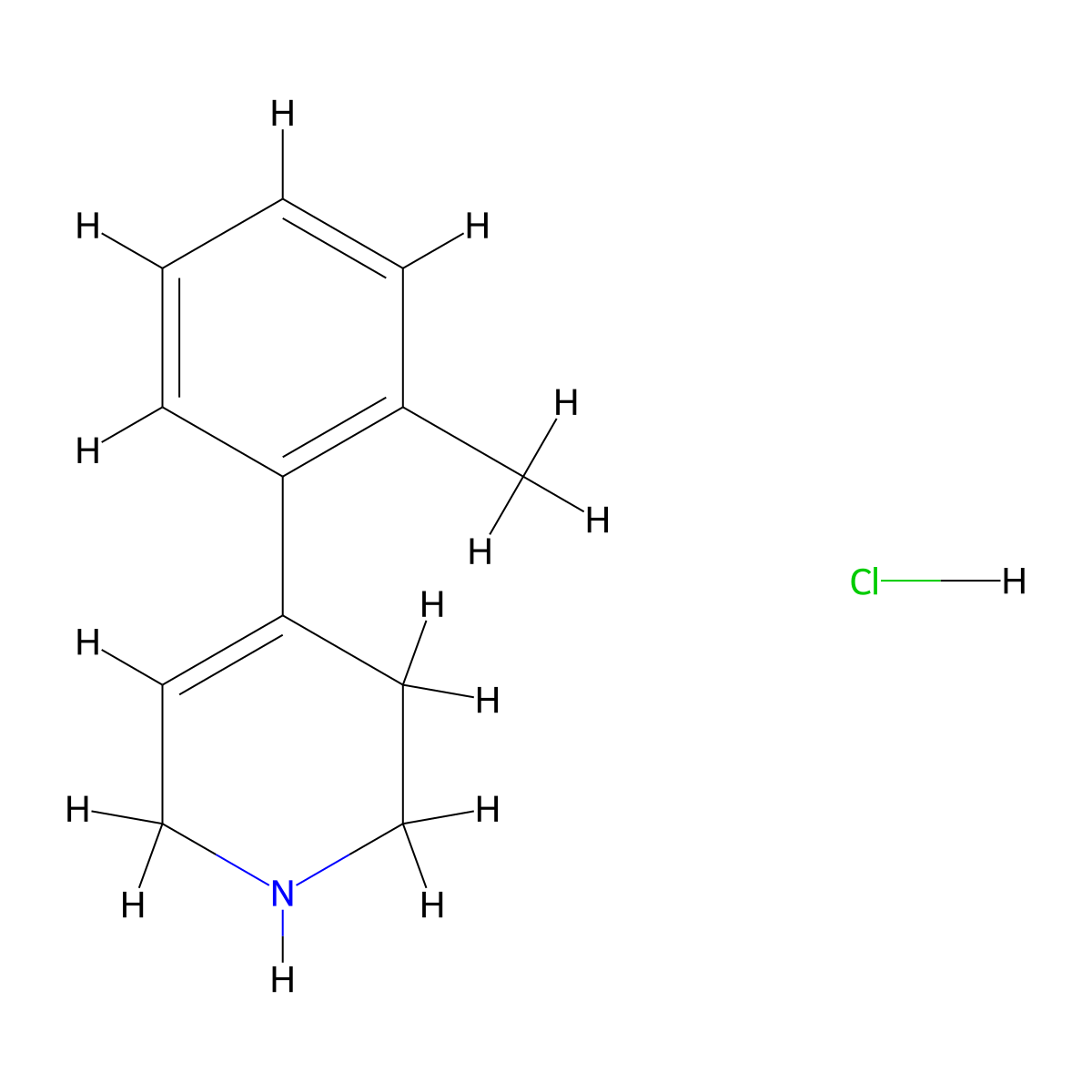 4-(2-Methylphenyl)-1,2,3,6-tetrahydropyridine hydrochloride molecular structure, CAS 83674-77-5