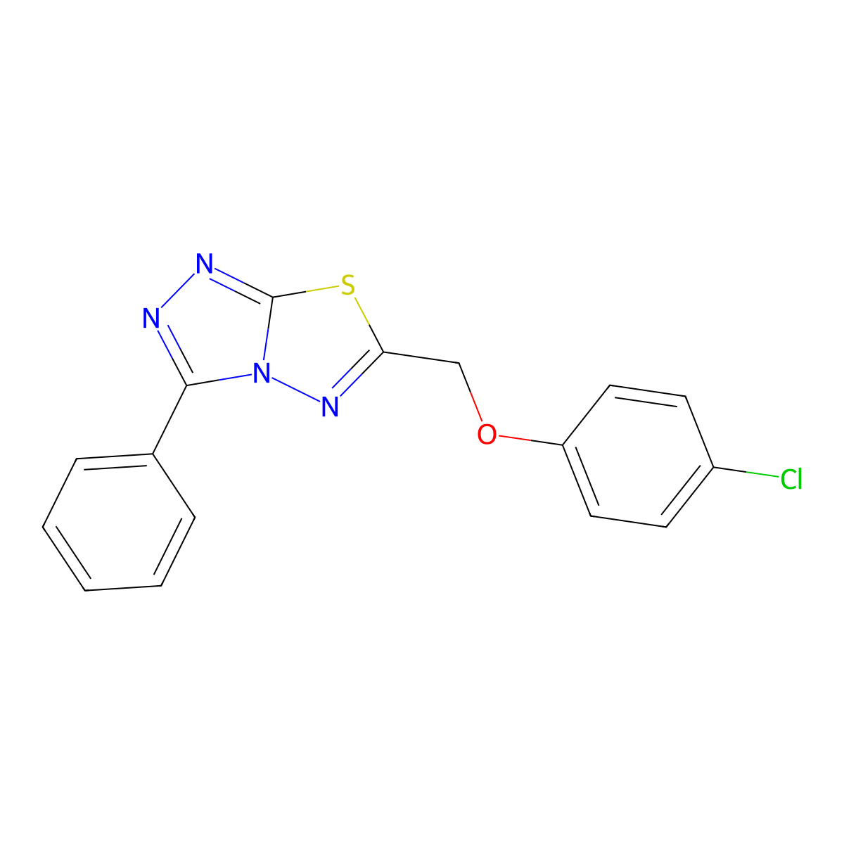 6-[(4-Chlorophenoxy)methyl]-3-phenyl-[1,2,4]triazolo[3,4-b][1,3,4]thiadiazole molecular structure, CAS 83676-84-0