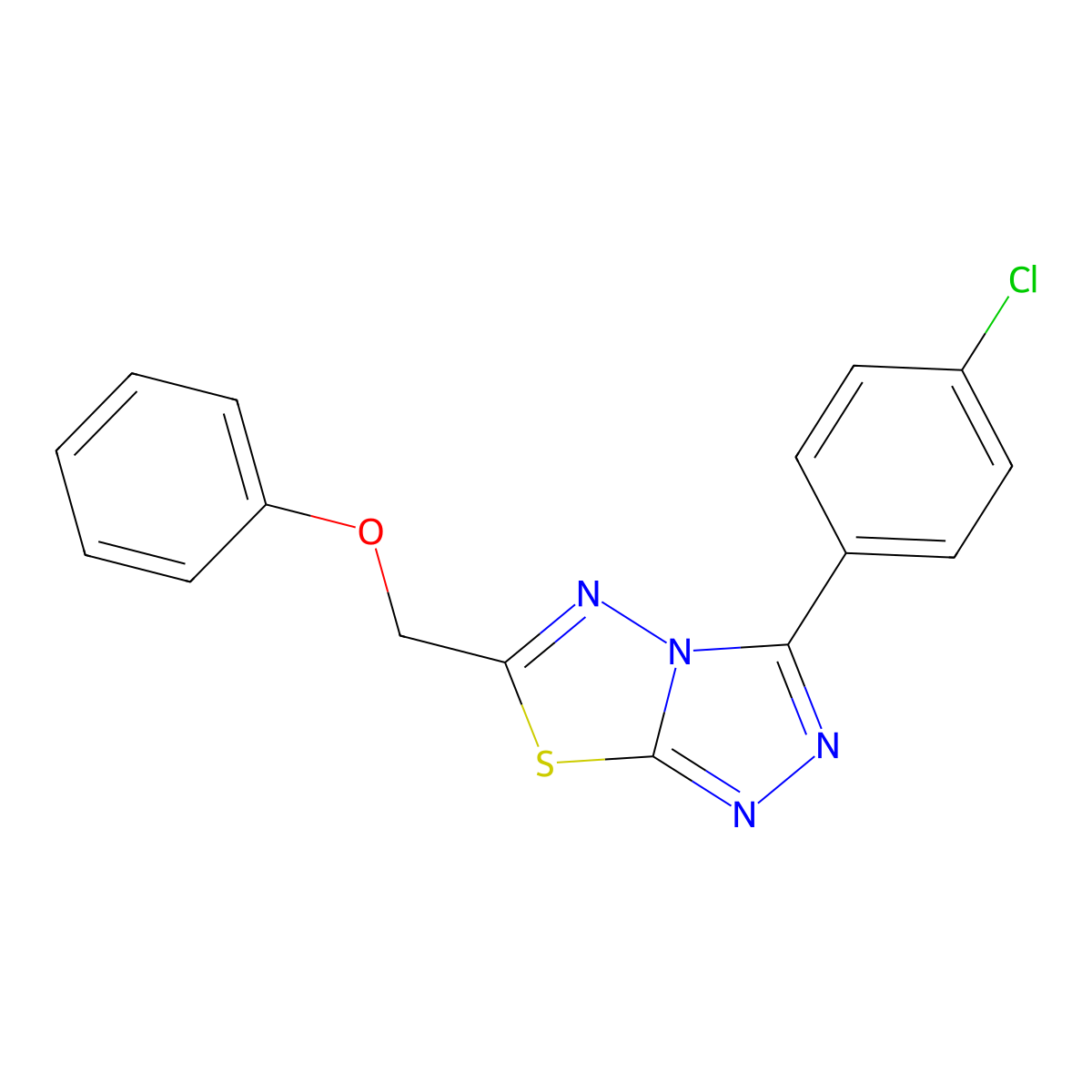 3-(4-Chlorophenyl)-6-(phenoxymethyl)-[1,2,4]triazolo[3,4-b][1,3,4]thiadiazole molecular structure, CAS 83676-86-2