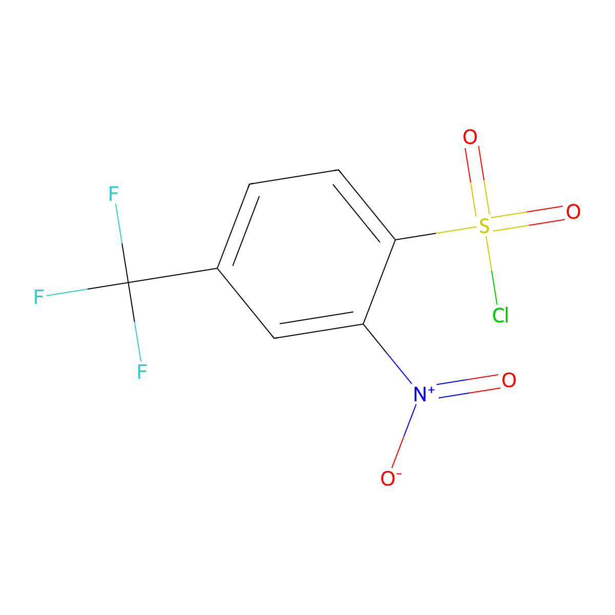 2-Nitro-4-(trifluoromethyl)benzene-1-sulfonyl chloride molecular structure, CAS 837-95-6