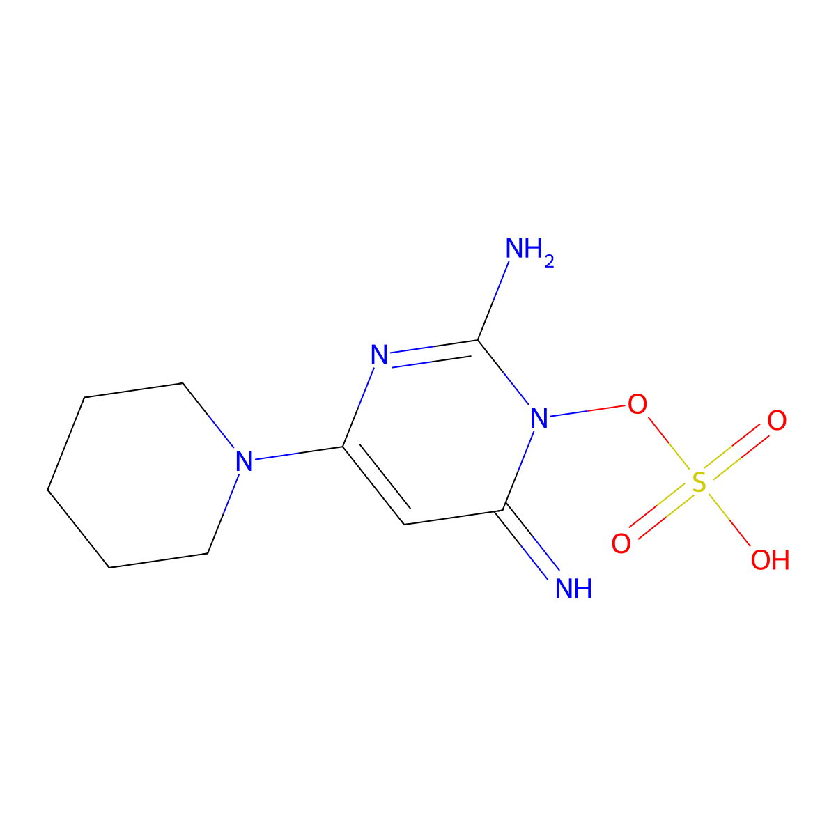 1,6-Dihydro-6-imino-4-(1-piperidinyl)-1-(sulfooxy)-2-pyrimidinamine molecular structure, CAS 83701-22-8