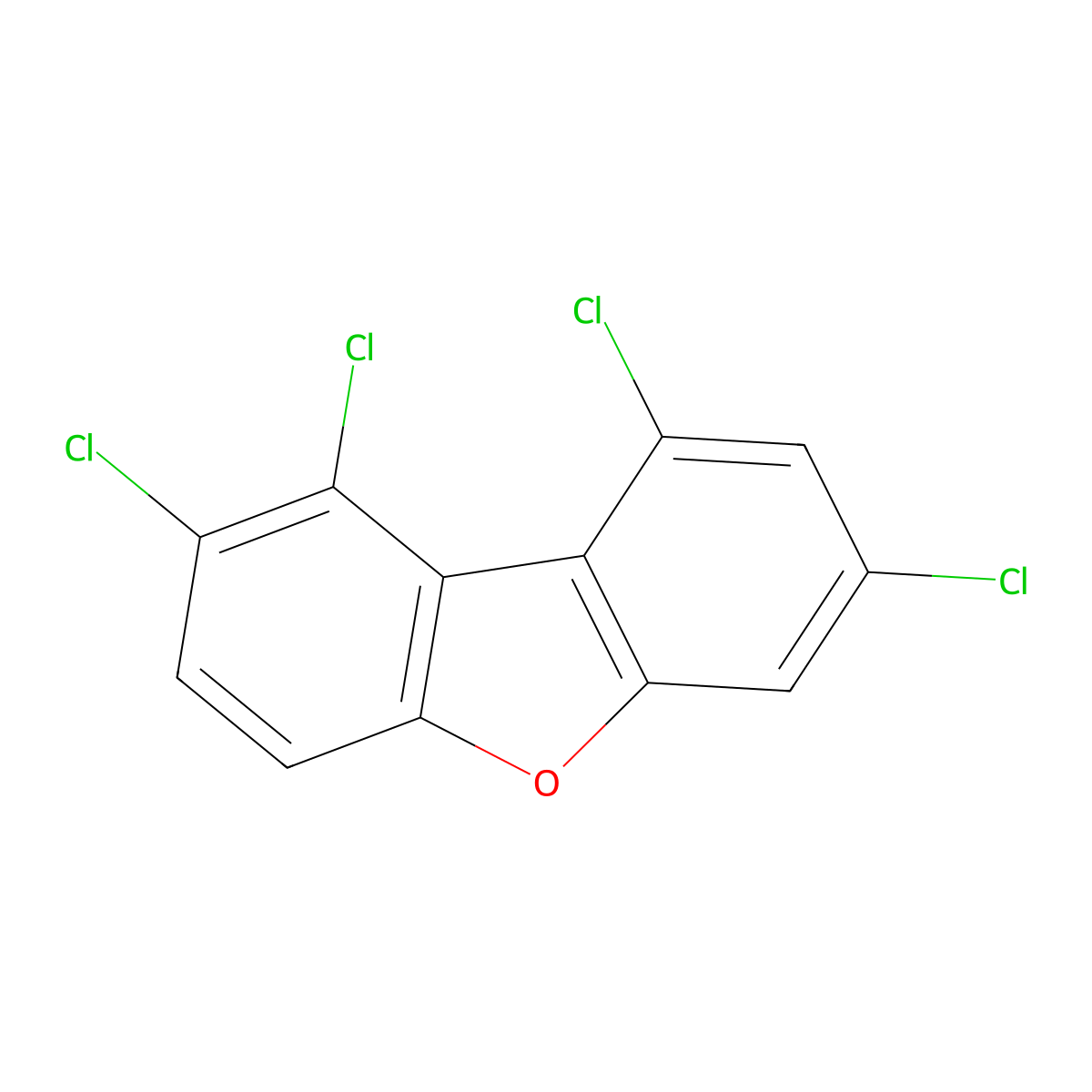 1,2,7,9-Tetrachlorodibenzofuran molecular structure, CAS 83704-26-1