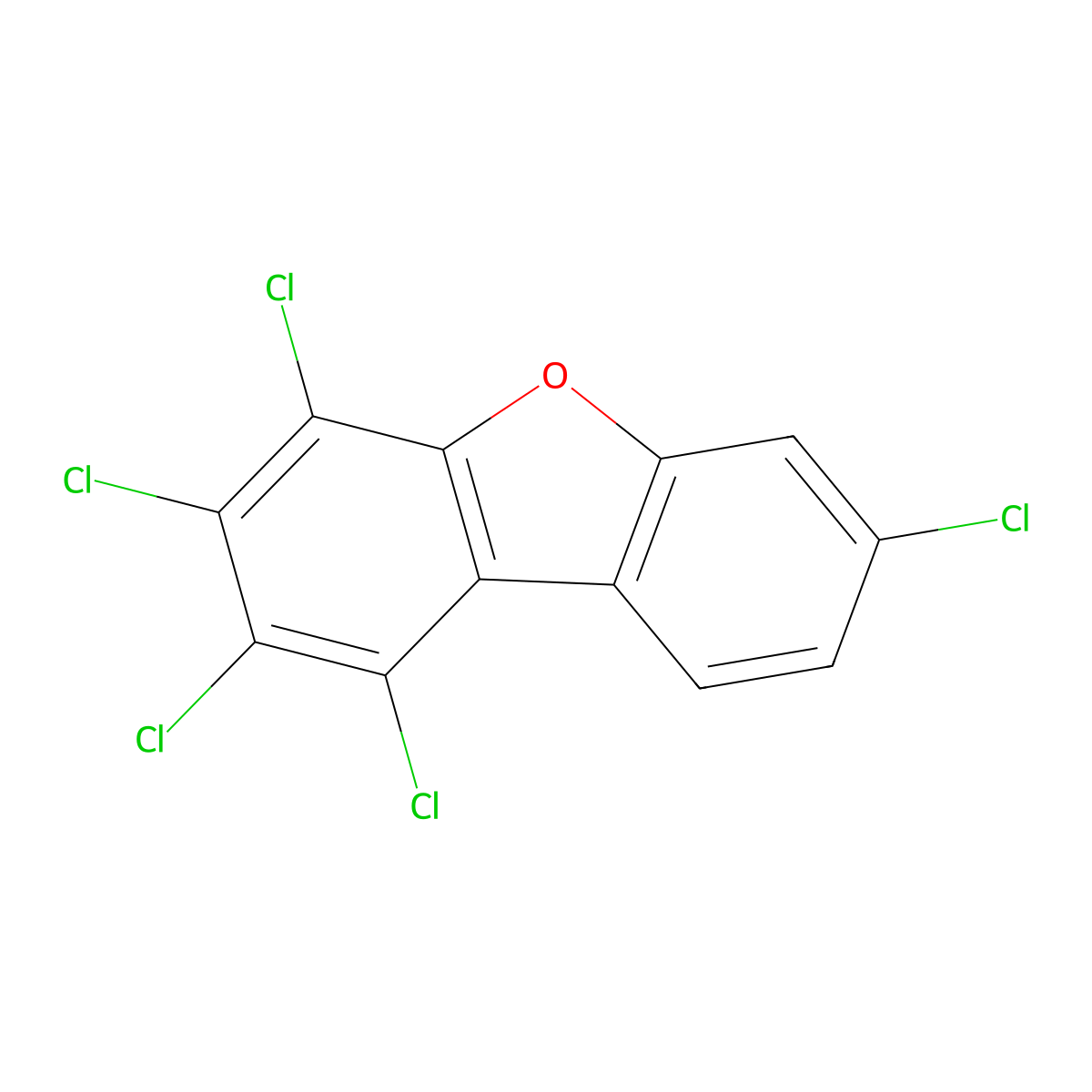 1,2,3,4,7-Pentachlorodibenzofuran molecular structure, CAS 83704-48-7