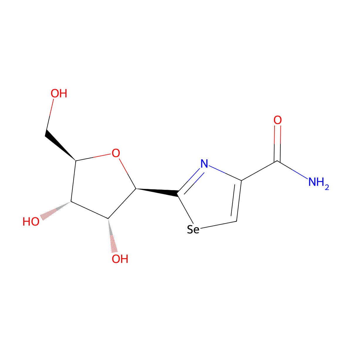 2-beta-D-ribofuranosyl-4-selenazolecarboxamide molecular structure, CAS 83705-13-9