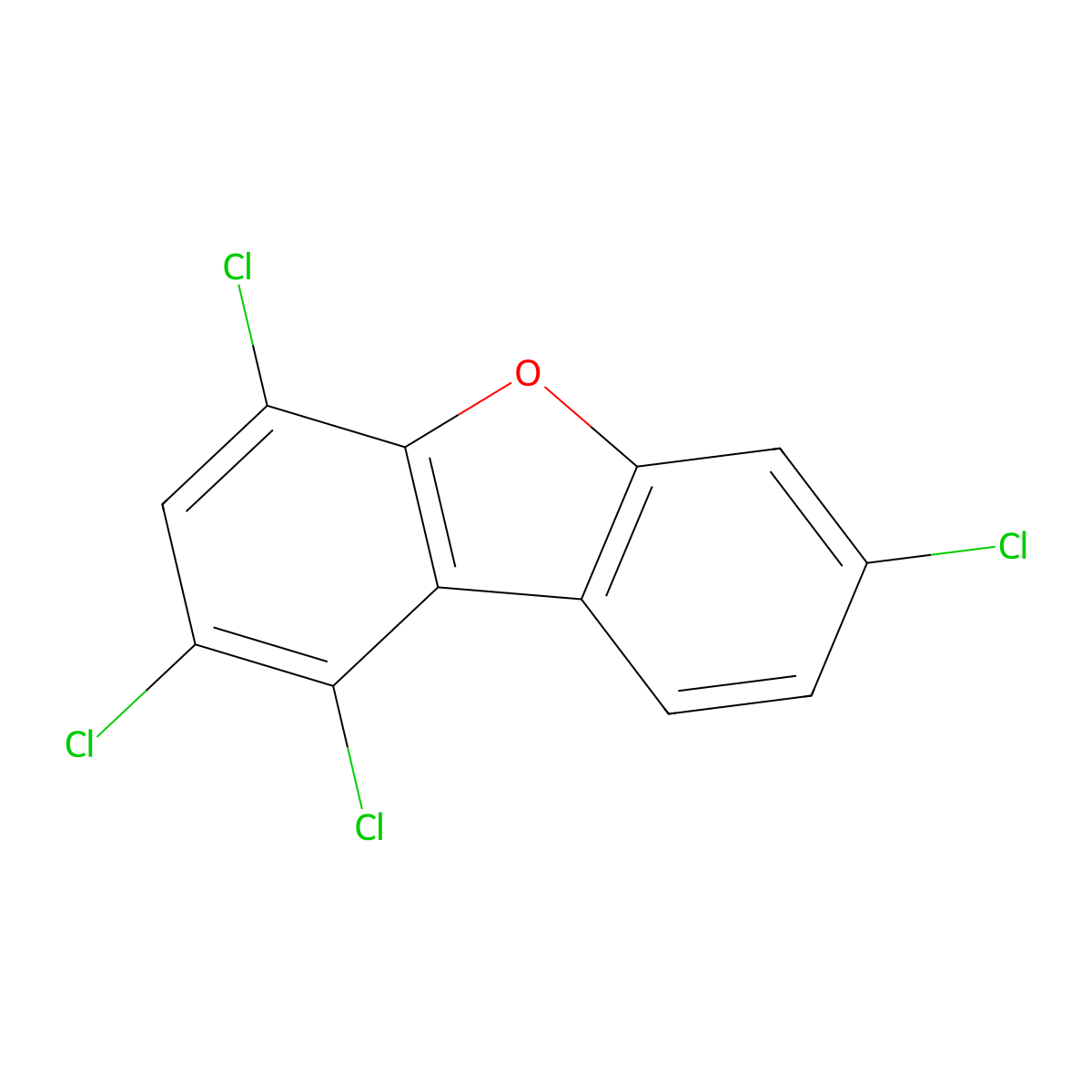1,2,4,7-Tetrachlorodibenzofuran molecular structure, CAS 83719-40-8