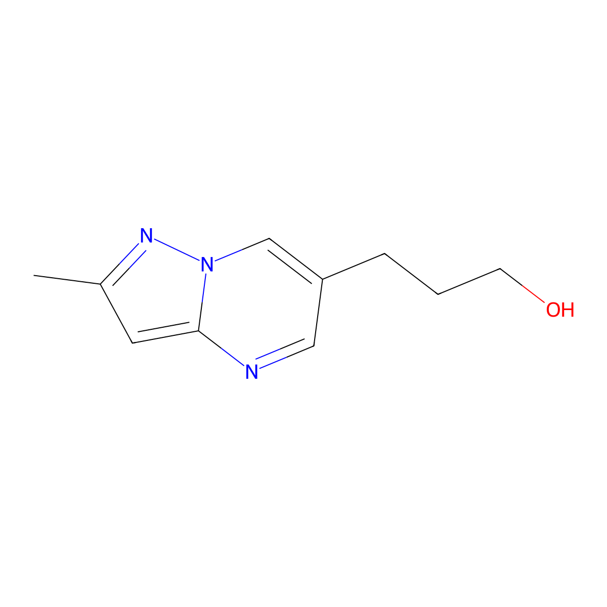 3-{2-Methylpyrazolo[1,5-a]pyrimidin-6-yl}propan-1-ol molecular structure, CAS 83724-99-6