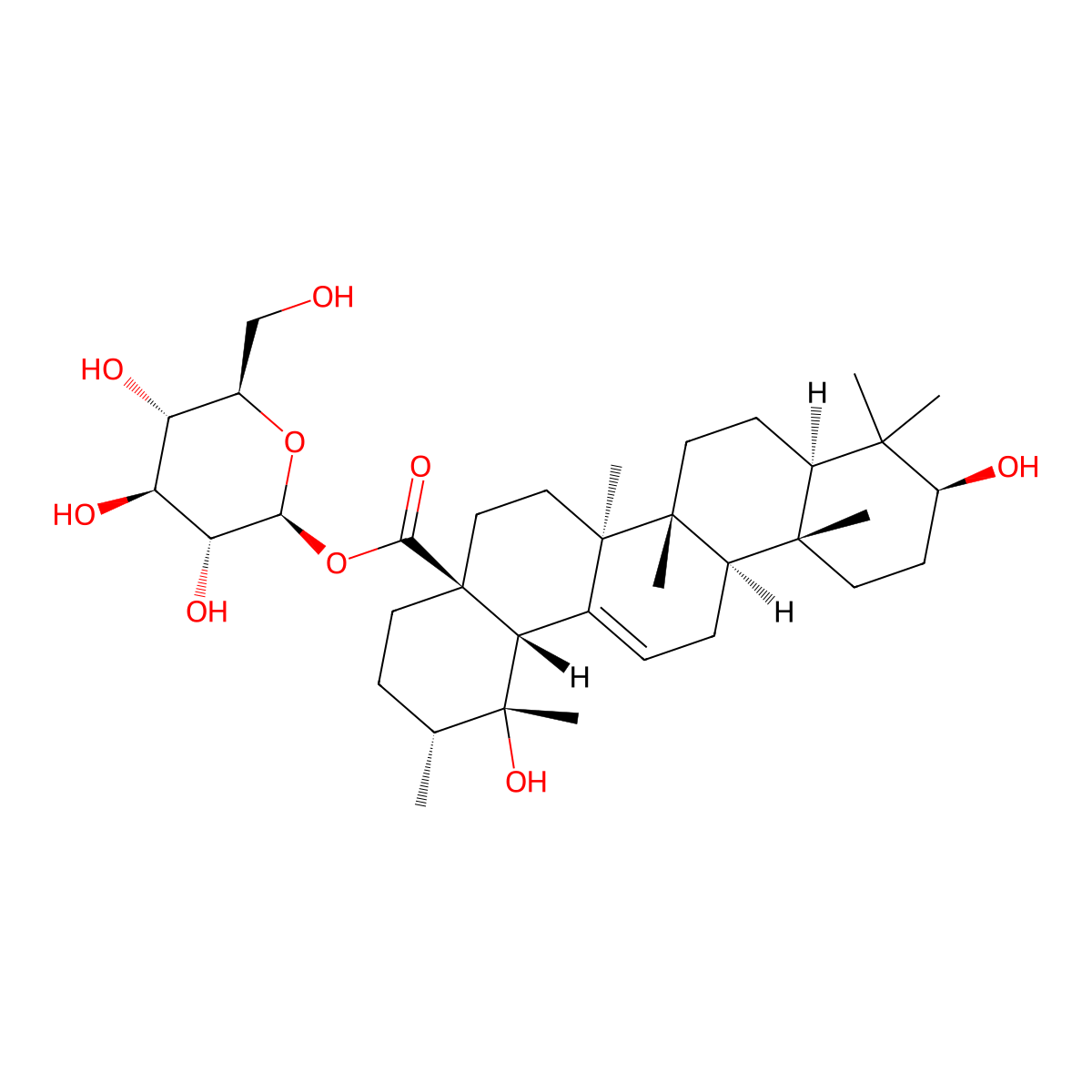 28-O-beta-D-Glucopyranosyl pomolic acid molecular structure, CAS 83725-24-0