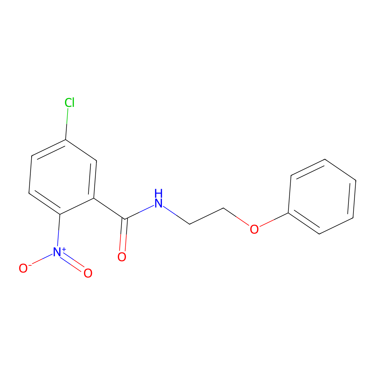 5-chloro-2-nitro-N-(2-phenoxyethyl)benzamide molecular structure, CAS 83725-62-6