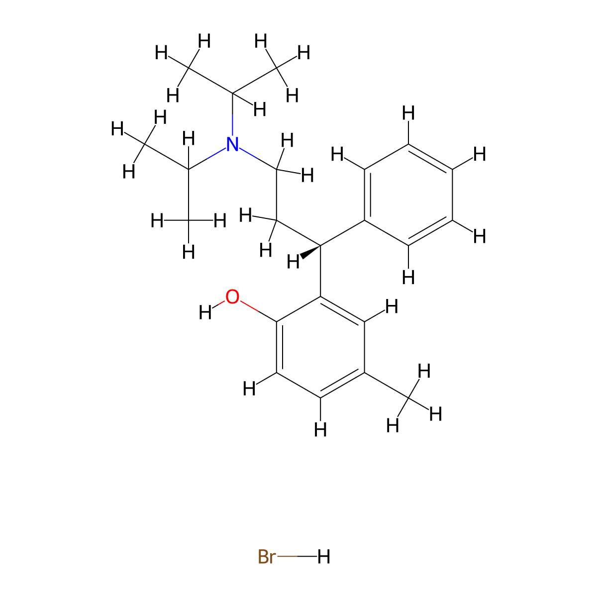 (R)-2-(3-(Diisopropylamino)-1-phenylpropyl)-4-methylphenol hydrobromide molecular structure, CAS 837376-36-0