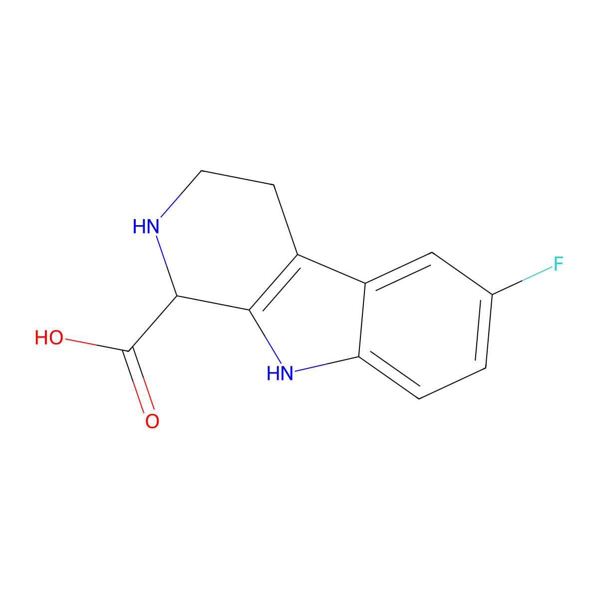 6-fluoro-1H,2H,3H,4H,9H-pyrido[3,4-b]indole-1-carboxylic acid molecular structure, CAS 837379-69-8