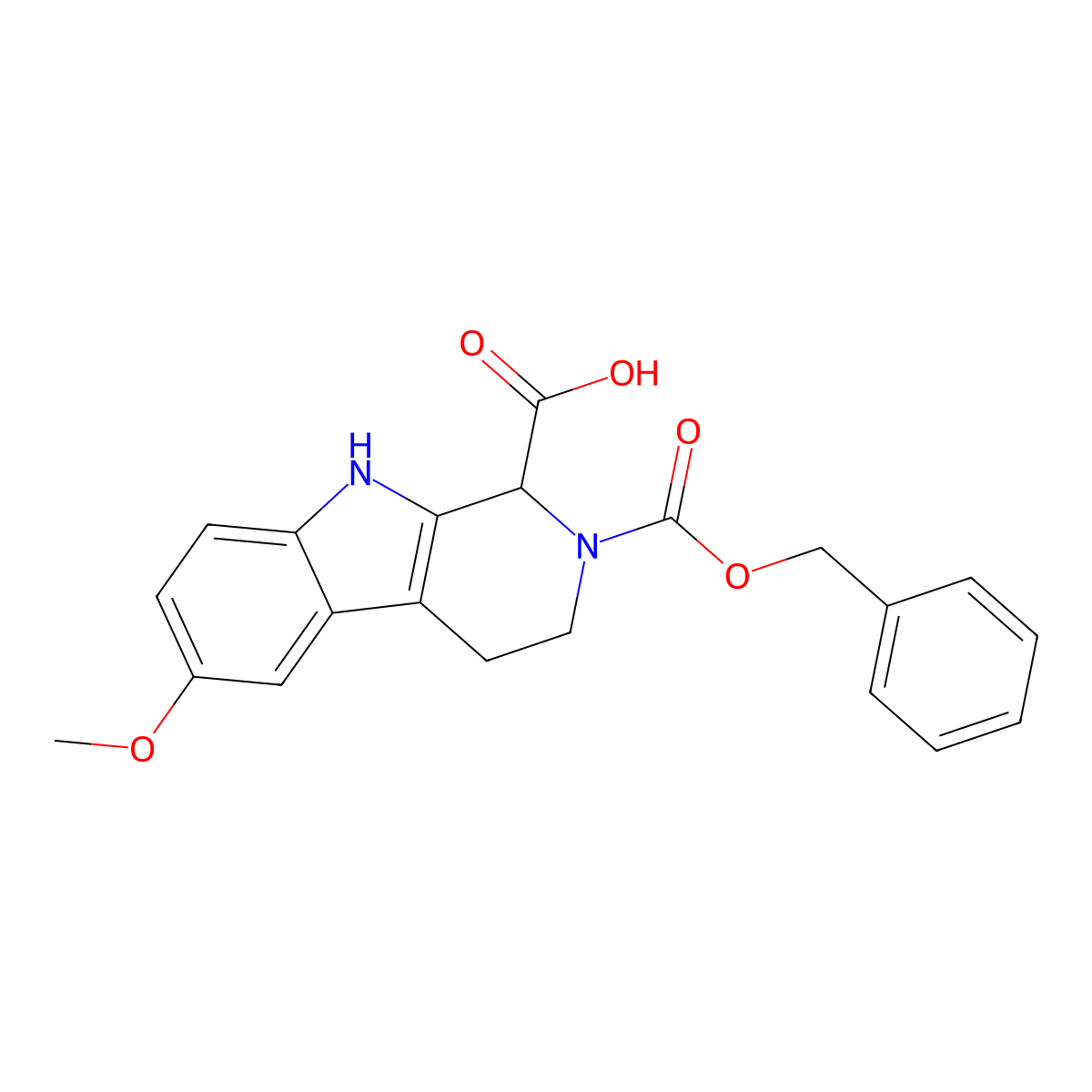 2-[(benzyloxy)carbonyl]-6-methoxy-1H,2H,3H,4H,9H-pyrido[3,4-b]indole-1-carboxylic acid molecular structure, CAS 837380-88-8
