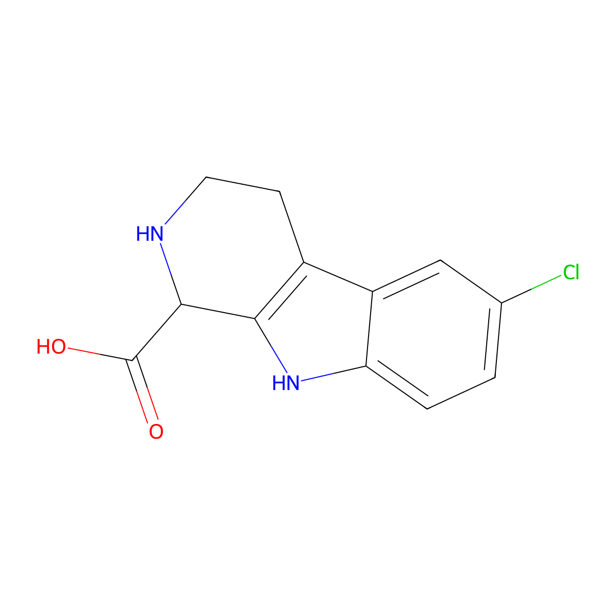 6-Chloro-1H,2H,3H,4H,9H-pyrido[3,4-b]indole-1-carboxylic acid molecular structure, CAS 837381-09-6