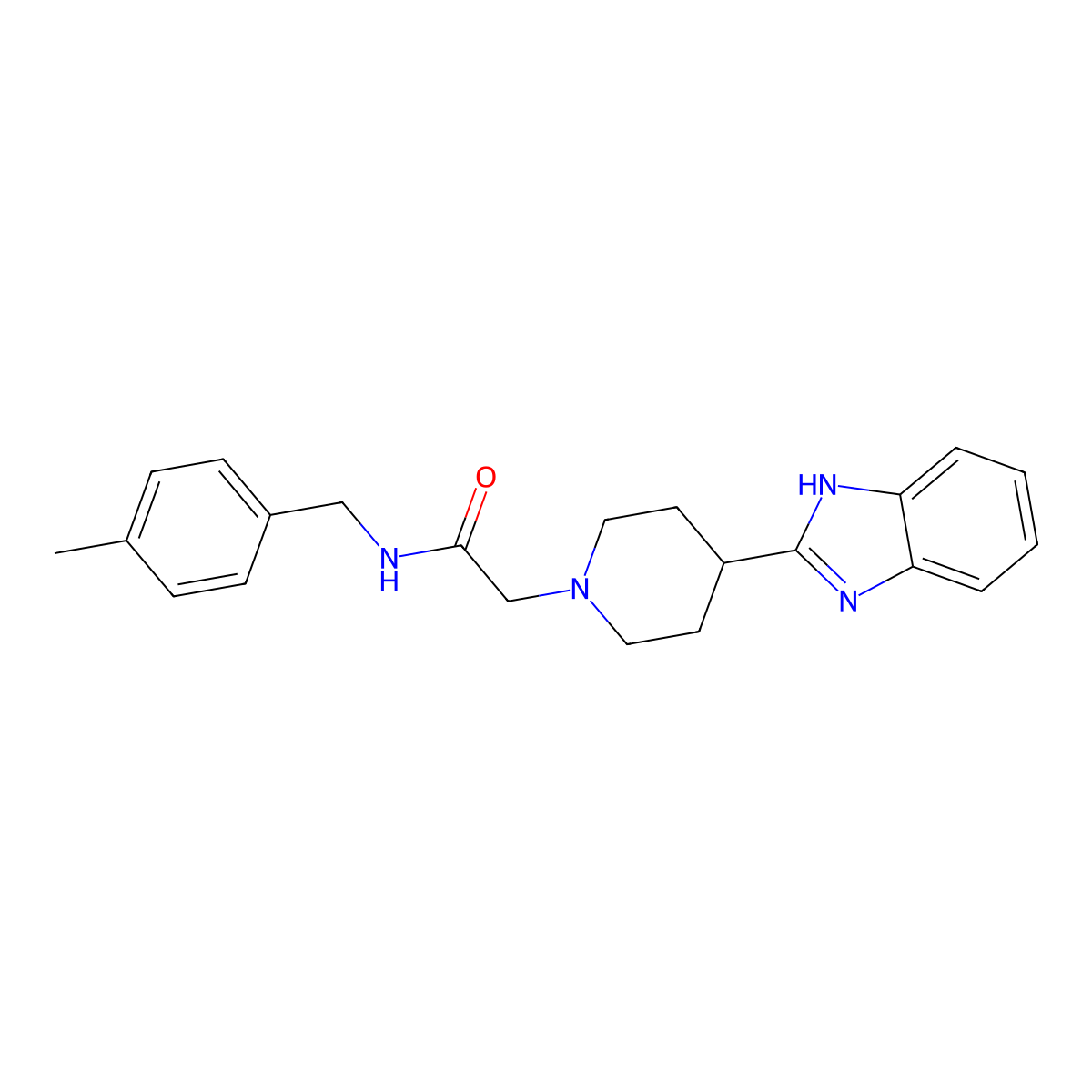 2-[4-(1H-benzimidazol-2-yl)piperidin-1-yl]-N-[(4-methylphenyl)methyl]acetamide molecular structure, CAS 837383-97-8