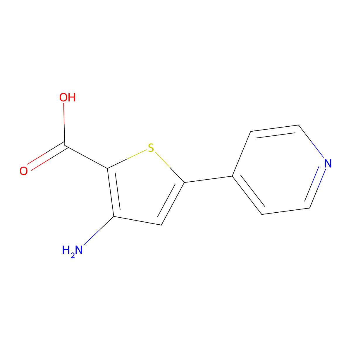 3-Amino-5-(pyridin-4-yl)thiophene-2-carboxylic acid molecular structure, CAS 83739-50-8