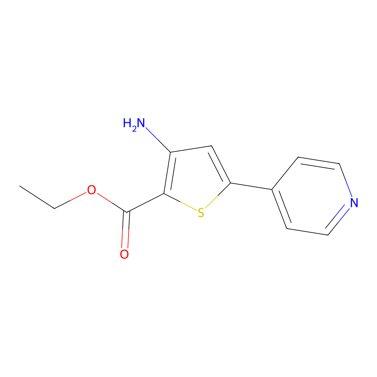 Ethyl 3-amino-5-(pyridin-4-yl)thiophene-2-carboxylate molecular structure, CAS 83739-57-5