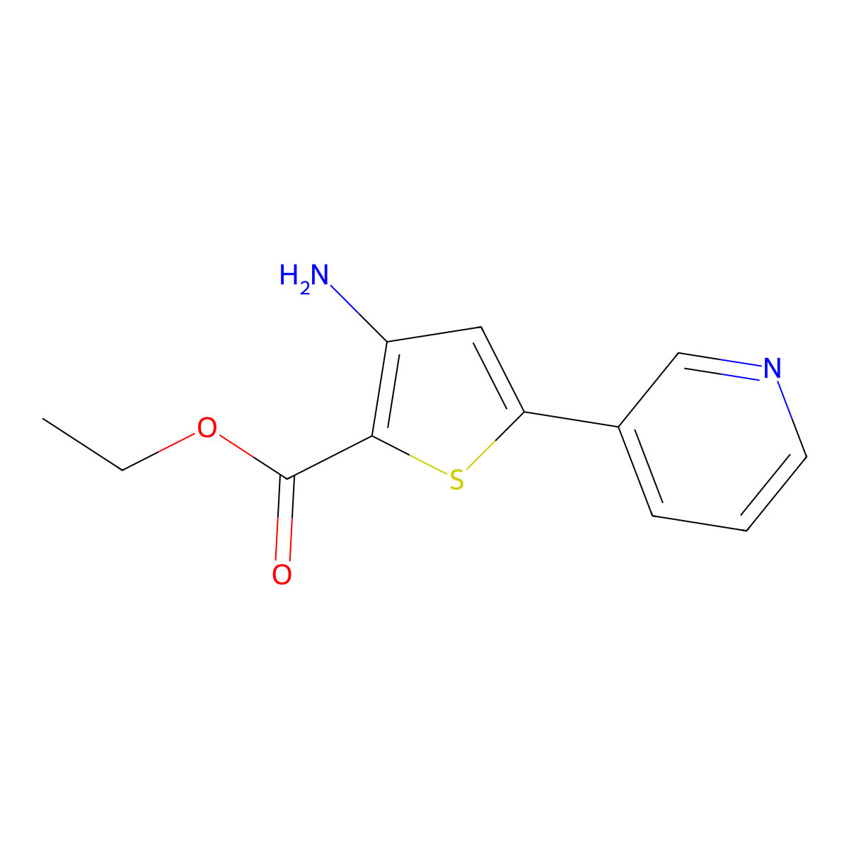 Ethyl 3-amino-5-(pyridin-3-yl)thiophene-2-carboxylate molecular structure, CAS 83739-58-6