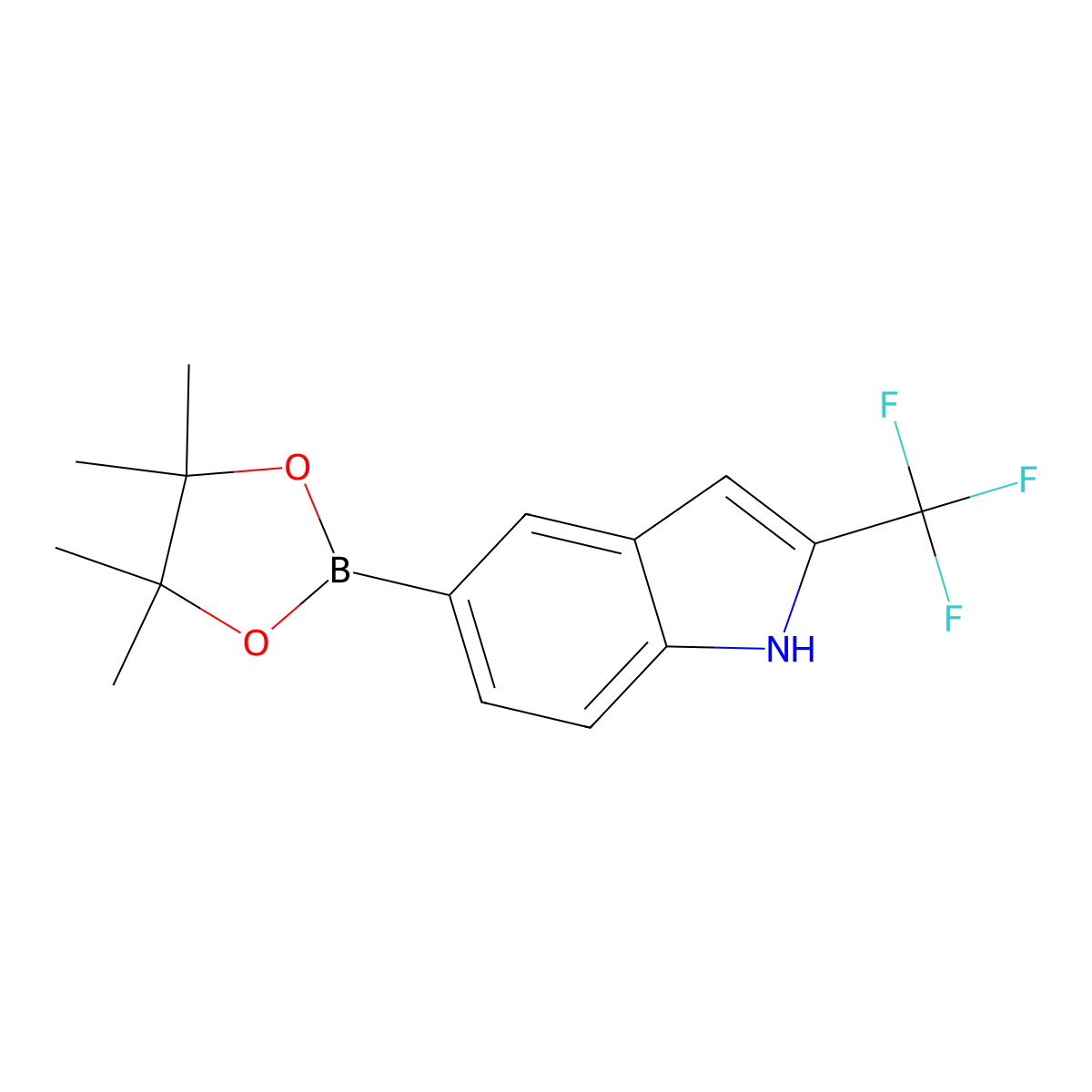 5-(4,4,5,5-Tetramethyl-1,3,2-dioxaborolan-2-yl)-2-(trifluoromethyl)-1H-indole molecular structure, CAS 837392-61-7